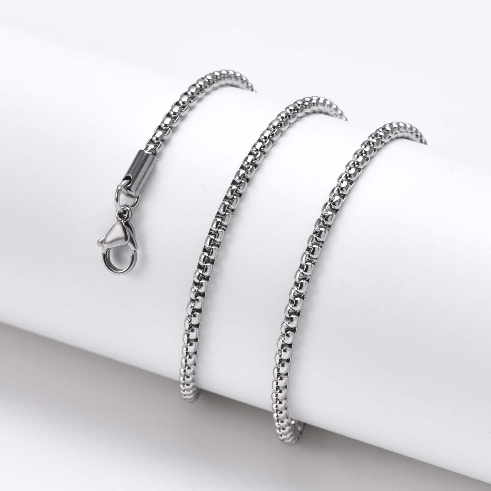 3Pcs Stainless Steel Box Chain Necklace Set - Silver, Black & Gold Plated Square Role Chains for Pendants | Men & Women's Jewelry Gift Set with Elegant Gift Box | Perfect for Anniversaries, Birthdays & Special Occasions