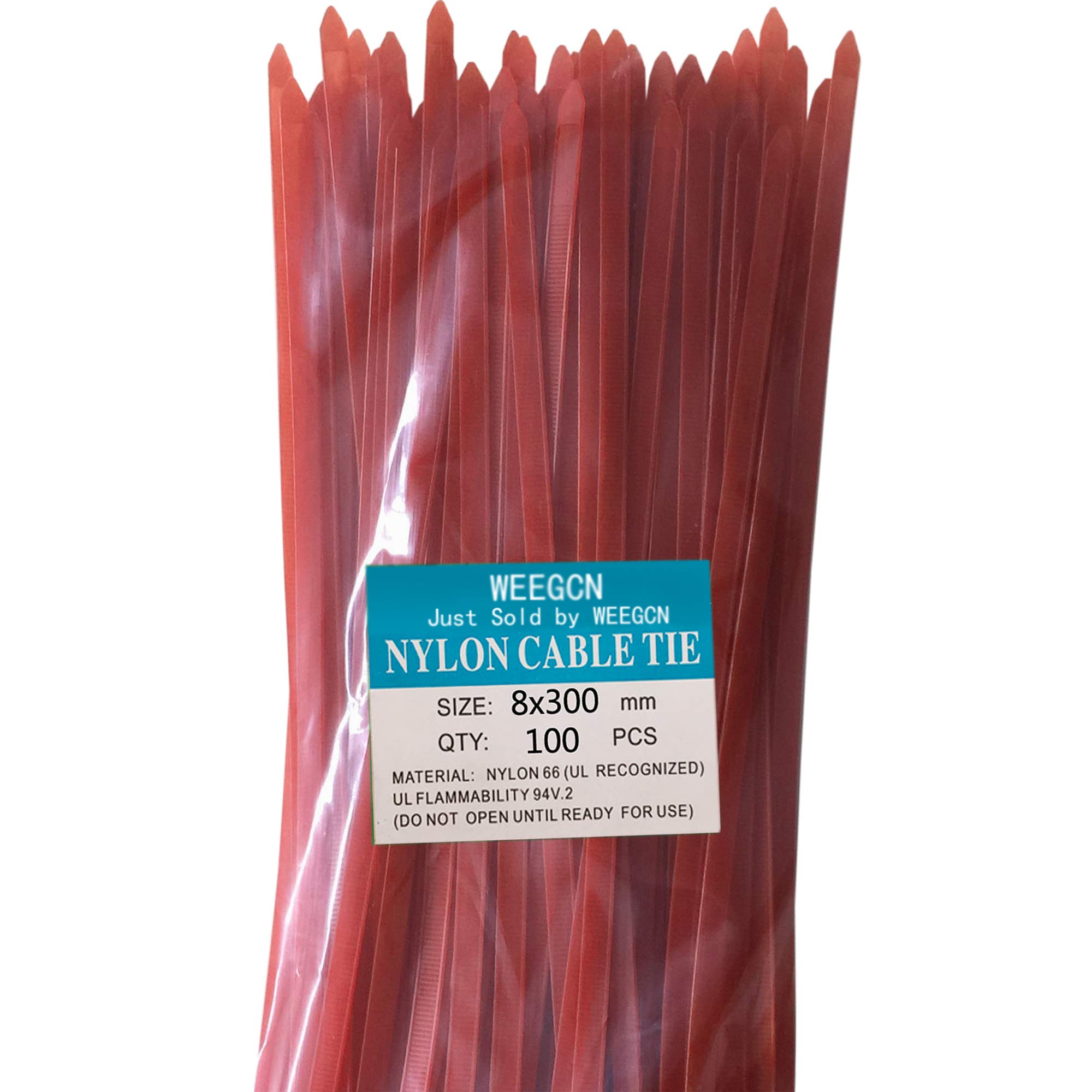 WEEGCN 100-Pack Heavy Duty 16-Inch Nylon Cable Zip Ties - 120lb Strength Self-Locking Wire Ties for Organizing Cables, Wires & Bundles | Perfect for Home, Office, Garden & DIY Projects (Red)