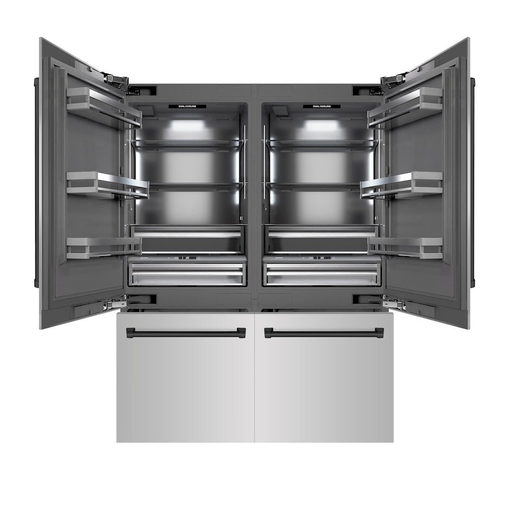 ZLINE Autograph Edition 60-Inch French Door Built-In Refrigerator - 32.2 cu.ft Capacity, Bottom Freezer, Water Dispenser & Ice Maker - Stainless Steel with Graphite Gray Interior & Matte Black Accents (GRBIVZ 304 60MB) - Perfect for Modern Kitchens & Luxury Homes