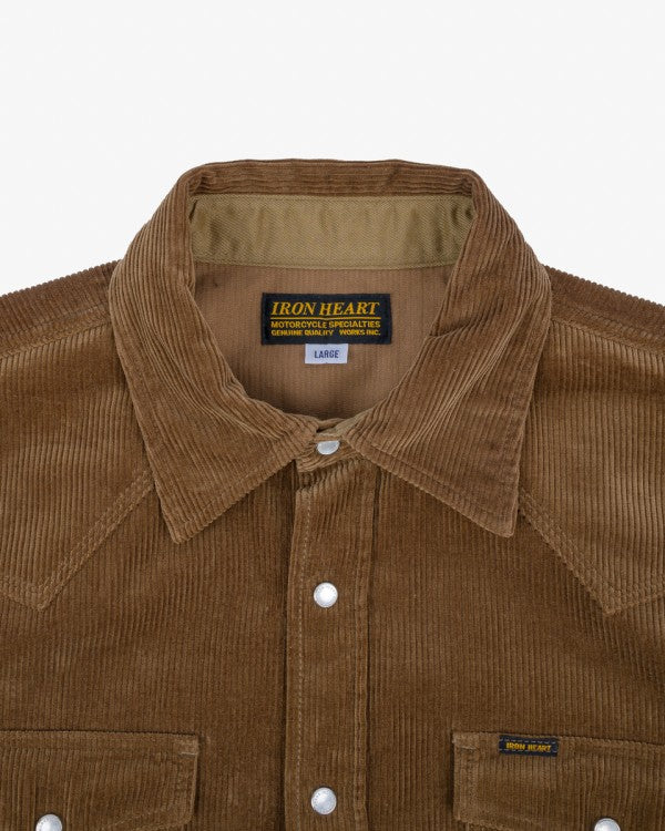 Iron Heart IHSH 398 11oz Corduroy Western Shirt in Camel - Durable Workwear for Cowboy Style & Outdoor Adventures