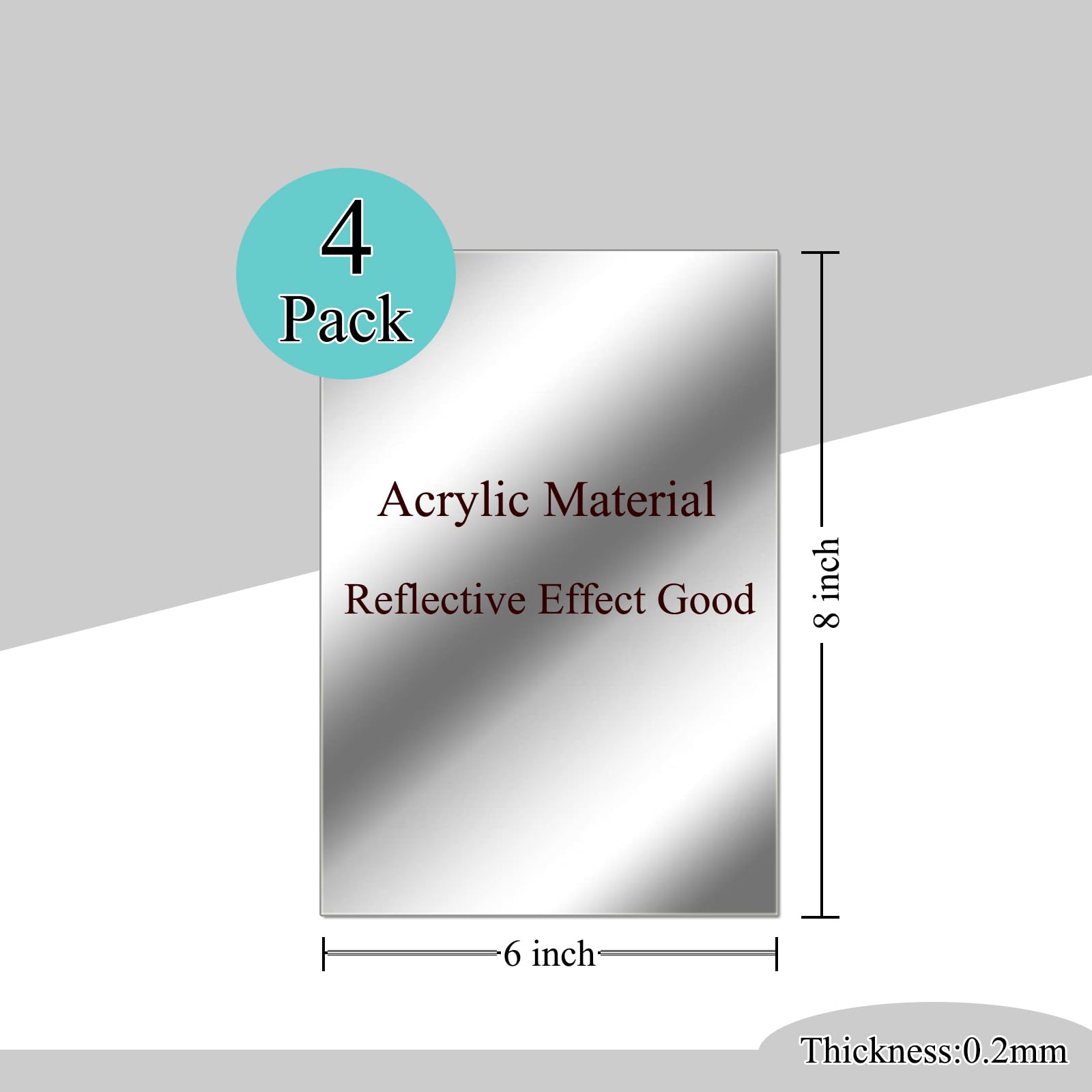 8x6 Inches Self-Adhesive Acrylic Mirror Tiles - Waterproof Flexible Mirror Wall Stickers (4 Pack) for Bathroom, Bedroom, Gym & Home Decor - Perfect for Vanity, Closet Doors, Dance Studios & DIY Projects