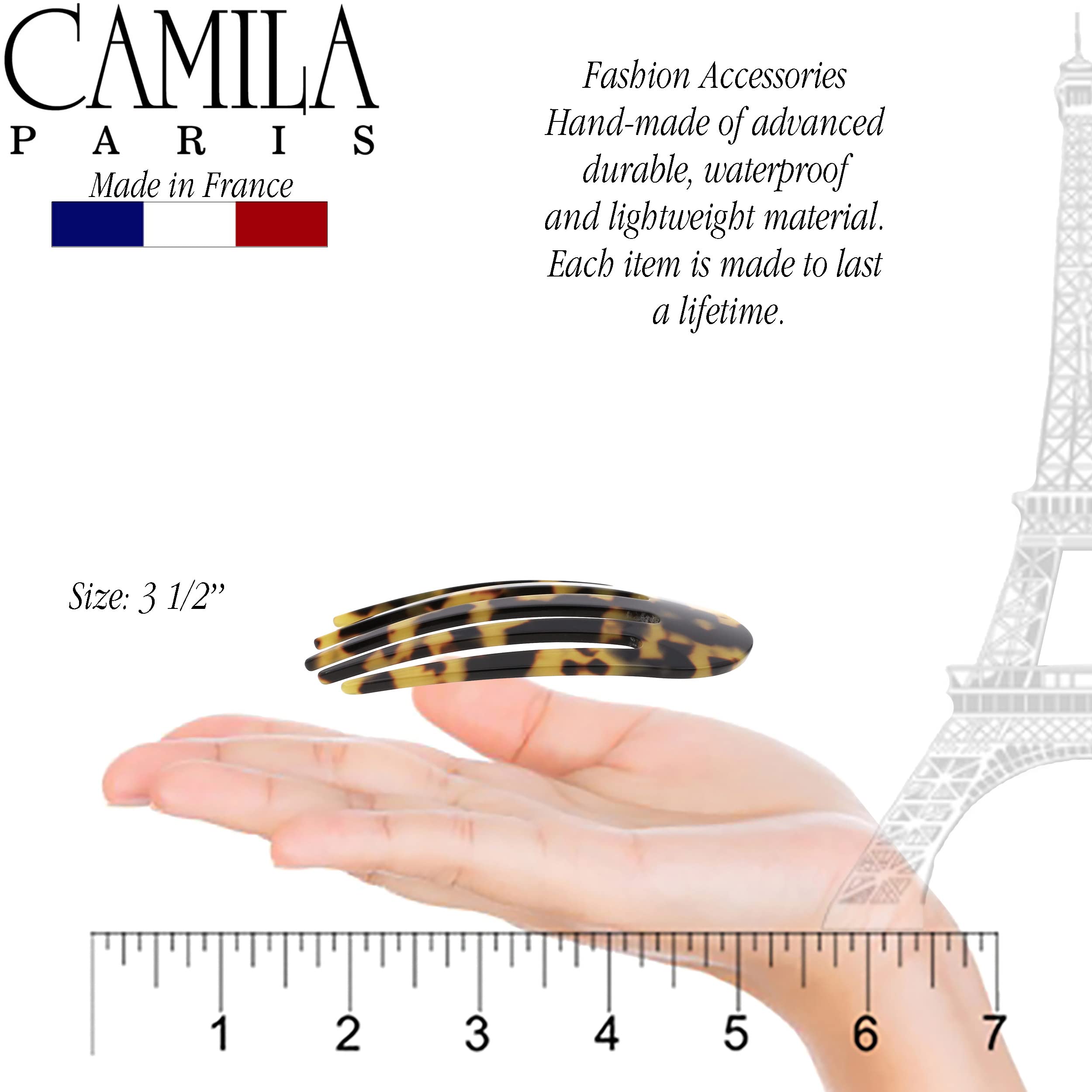 Camila Paris CP3395 French Hair Side Comb - Small Rounded Handmade Hair Clip for Women | Strong Hold No-Slip Hair Accessories for Bun, Chignon & French Twist | Perfect for Weddings, Parties & Everyday Styling | Made in France