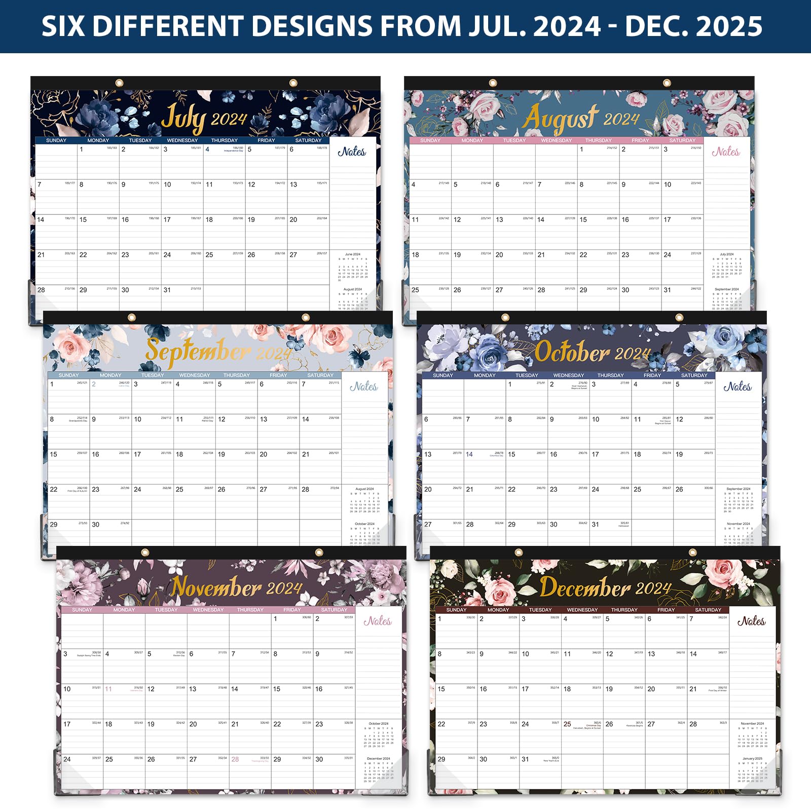 2024-2025 Academic Desk Calendar Planner | 18 Months (July 2024 - December 2025) | 17