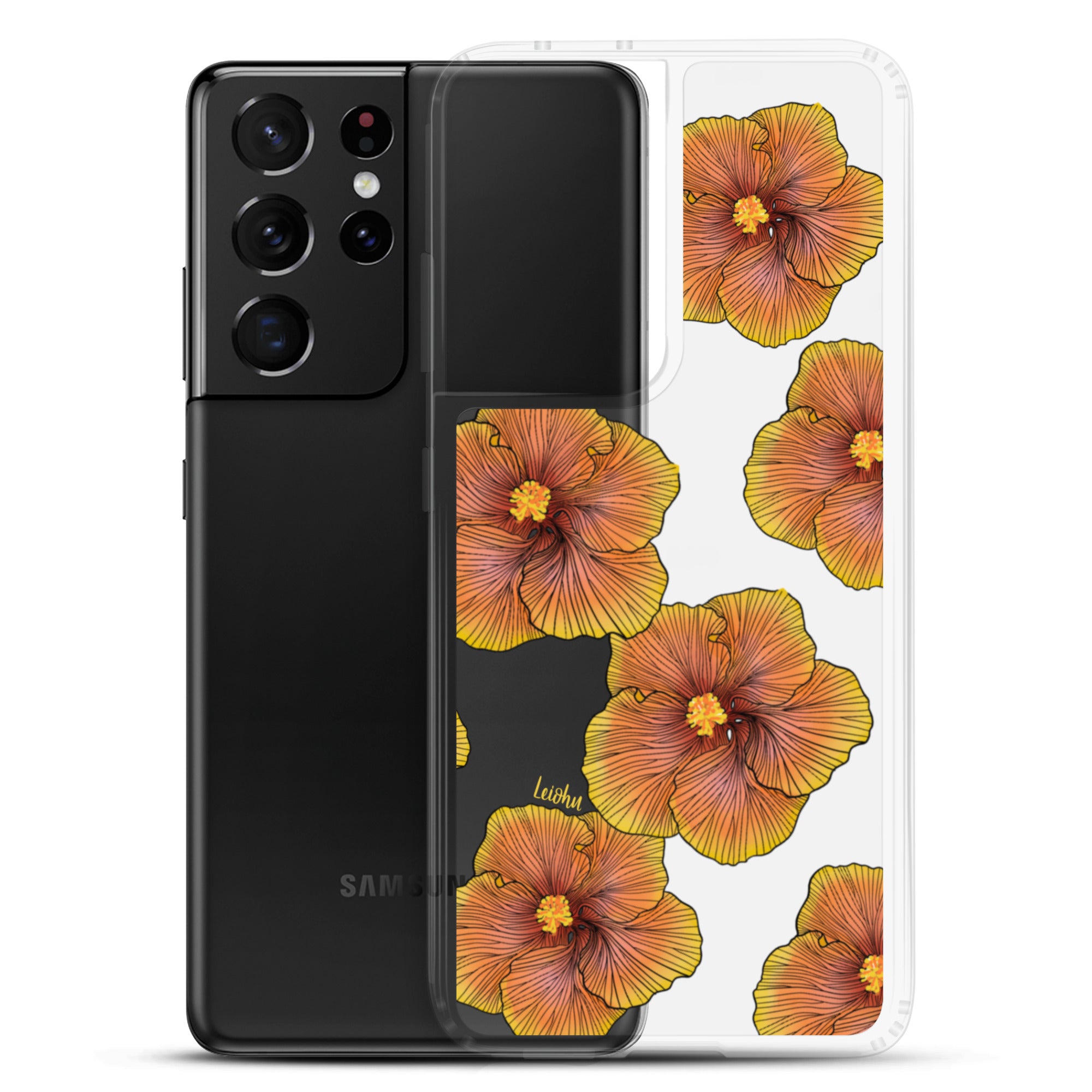 Sunrise Hibiscus Clear Phone Case for Samsung Galaxy - Slim Protective Cover for Everyday Use & Style