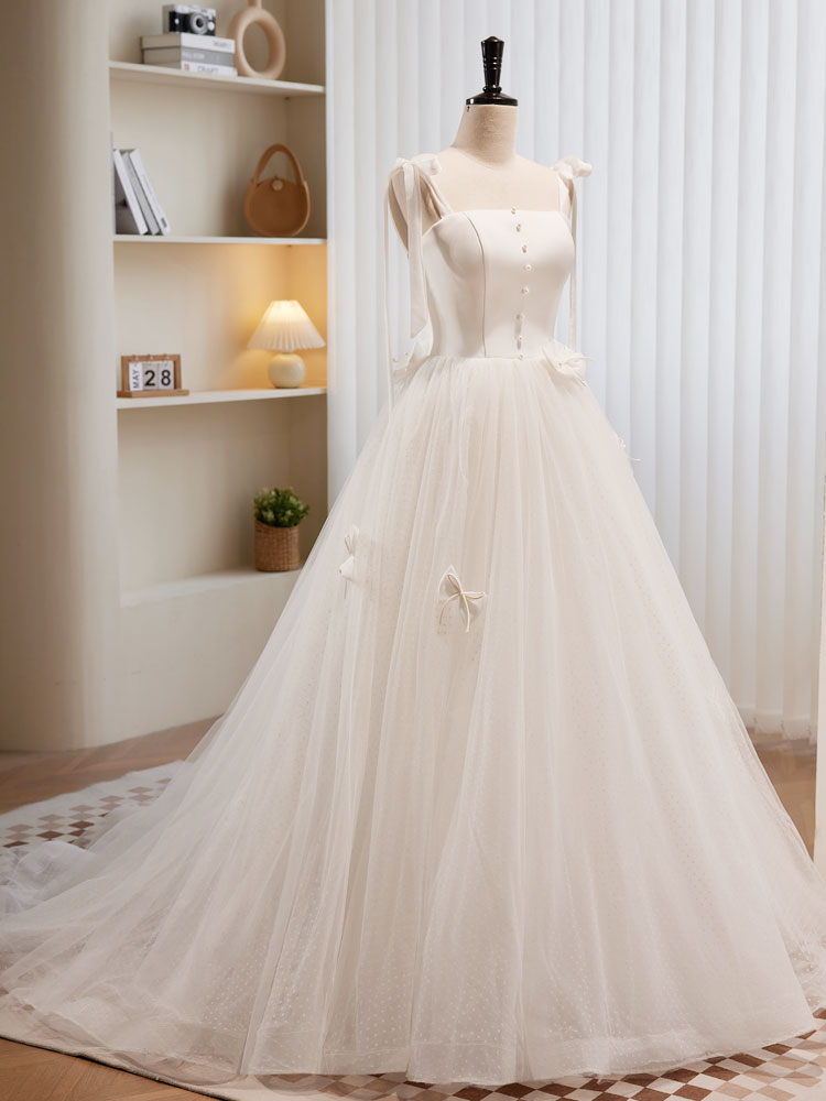 Elegant White A-Line Tulle Long Prom Dress - Formal Evening Gown for Homecoming, Wedding, Quinceañera & Special Occasions