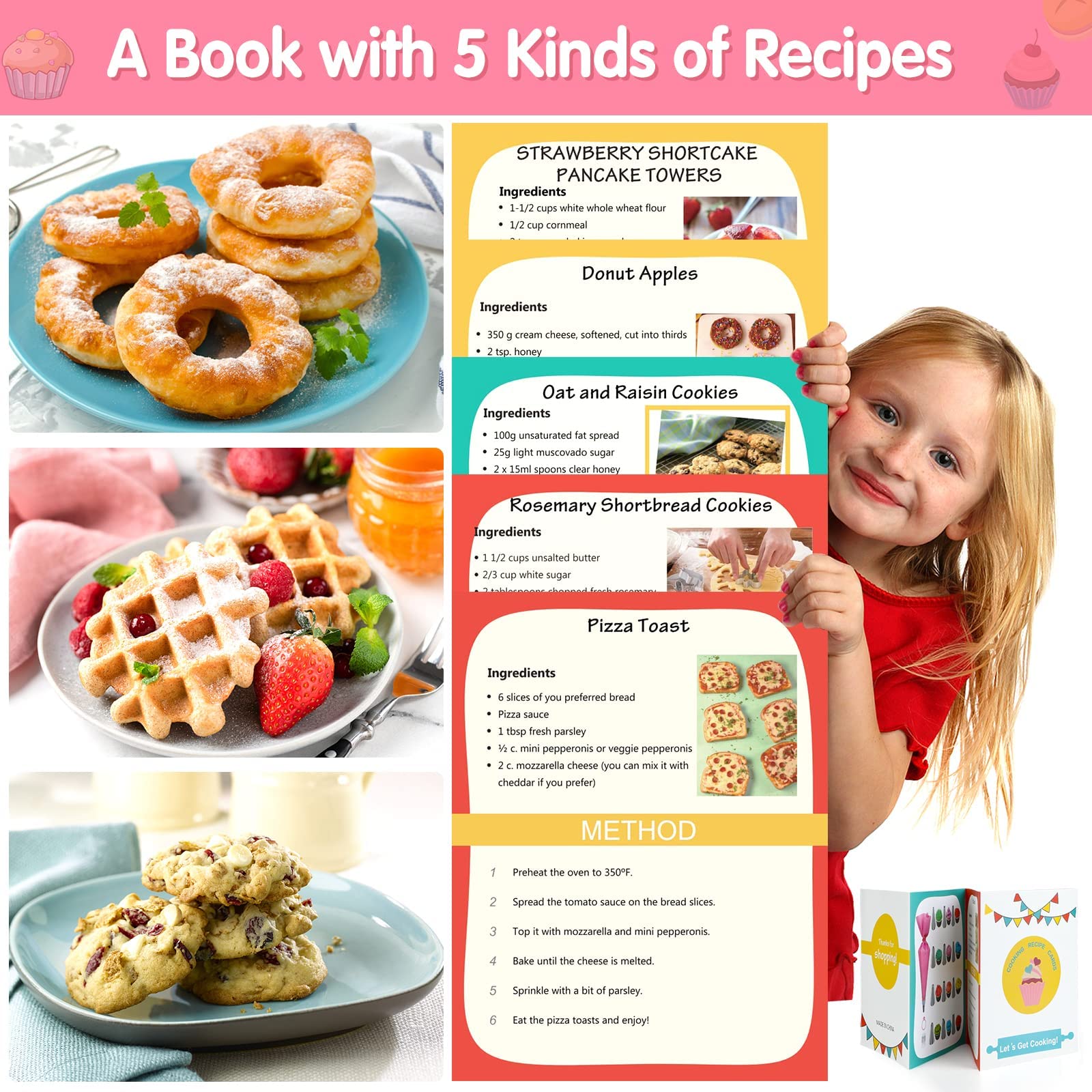 INNOCHEER 54PCS Kids Baking and Cooking Set for Girls & Boys - Chef Costume with Apron, Hat, Real Cooking Tools & Baking Supplies - Perfect Kitchen Utensils for Junior Chefs Ages 3+ | Birthday Gift, Pretend Play, Cooking Class & Family Baking Fun