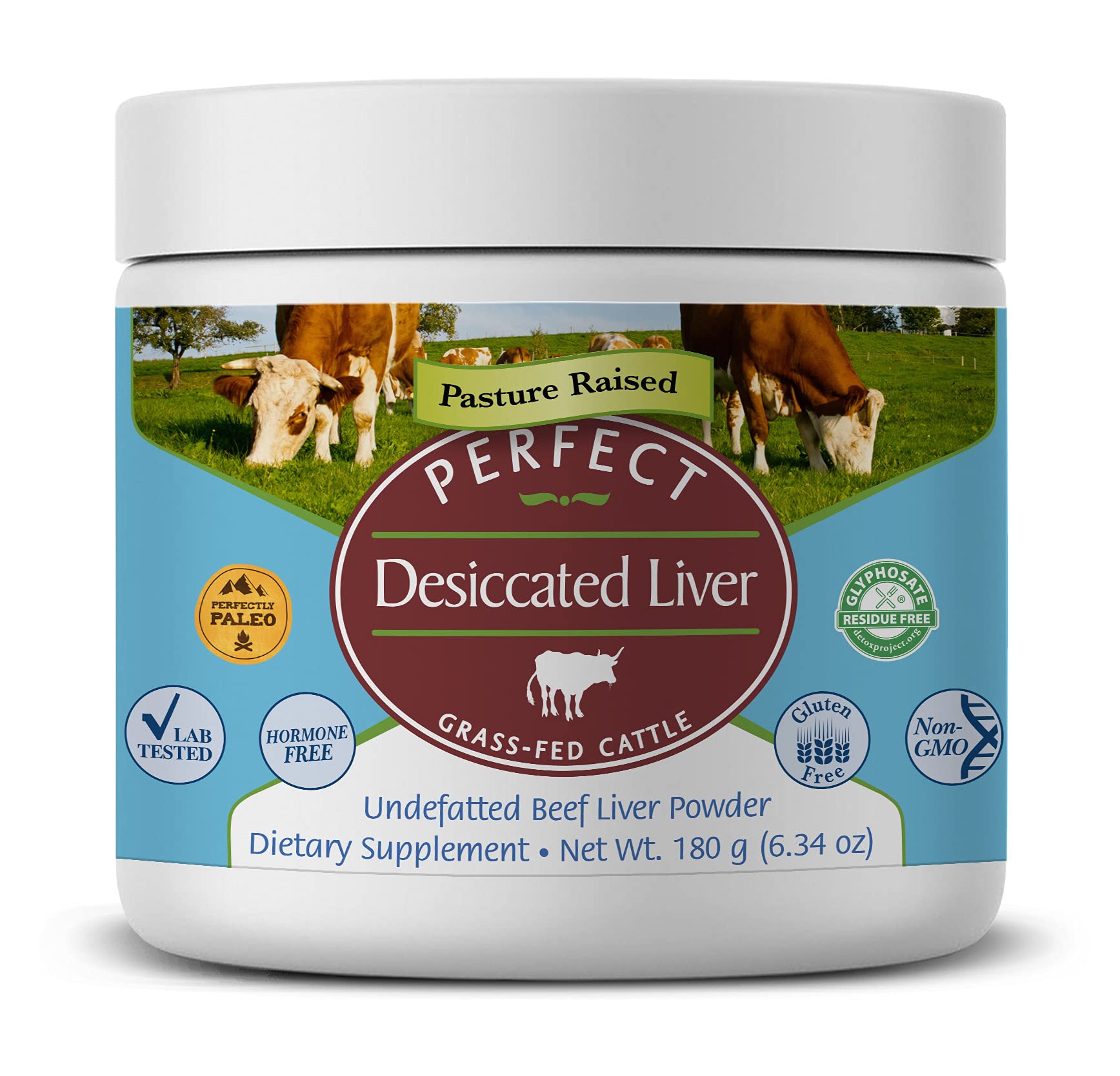Perfect Desiccated Beef Liver Powder - 180g Undefatted, Grass-Fed, Natural Protein Source Rich in Iron, Vitamin A & B12 - Supports Energy, Immunity & Muscle Recovery - Ideal for Keto, Paleo & Fitness Enthusiasts