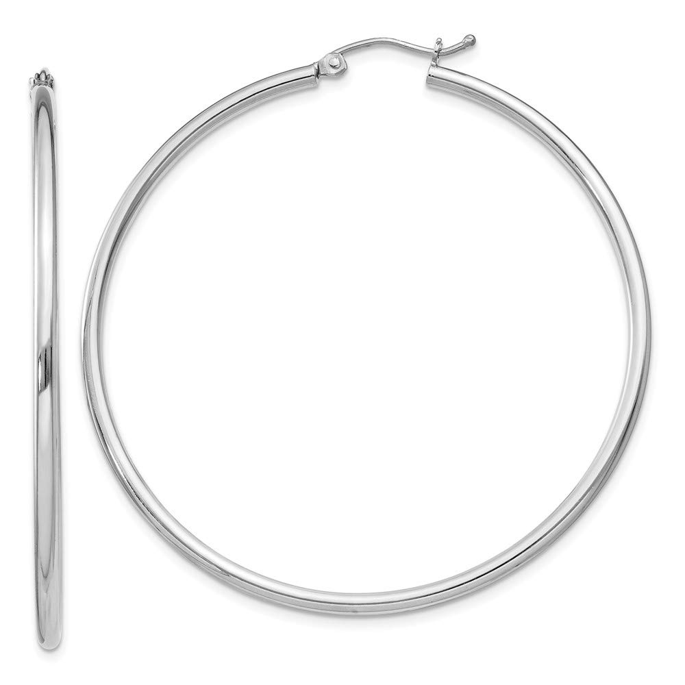 Sterling Silver Rhodium-Plated 2mm Hoop Earrings QE4377 | Dainty Everyday Jewelry for Women | Perfect for Work, Date Night & Gift Giving