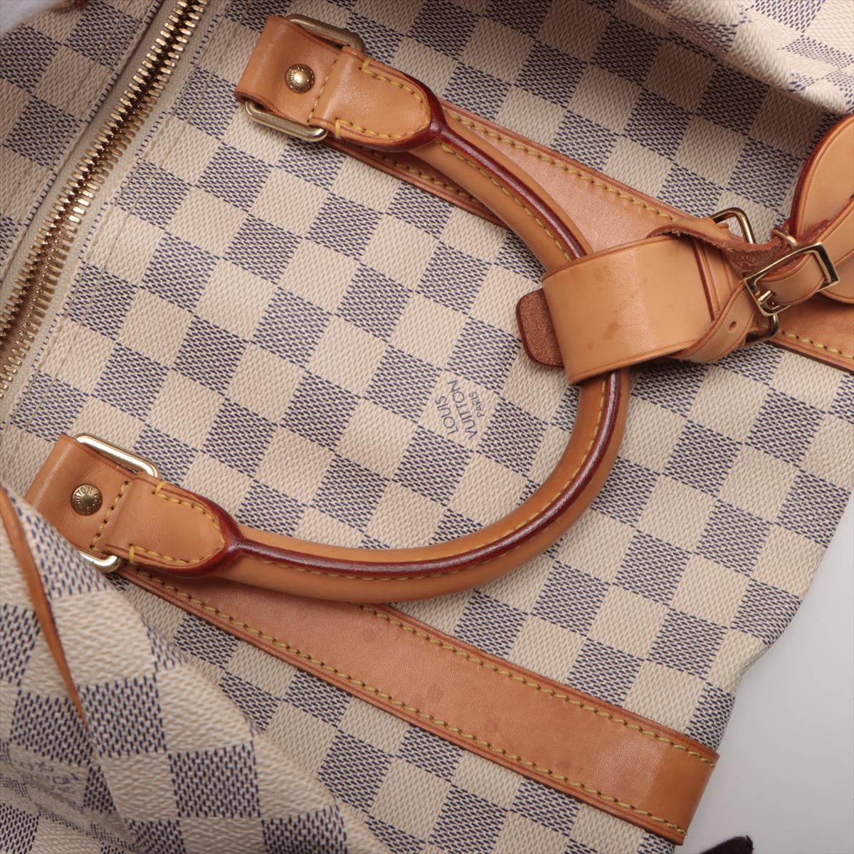 Louis Vuitton Damier Azur Keepall 50 Travel Duffle Bag - Stylish Carry-On Luggage for Weekend Getaways & Business Trips