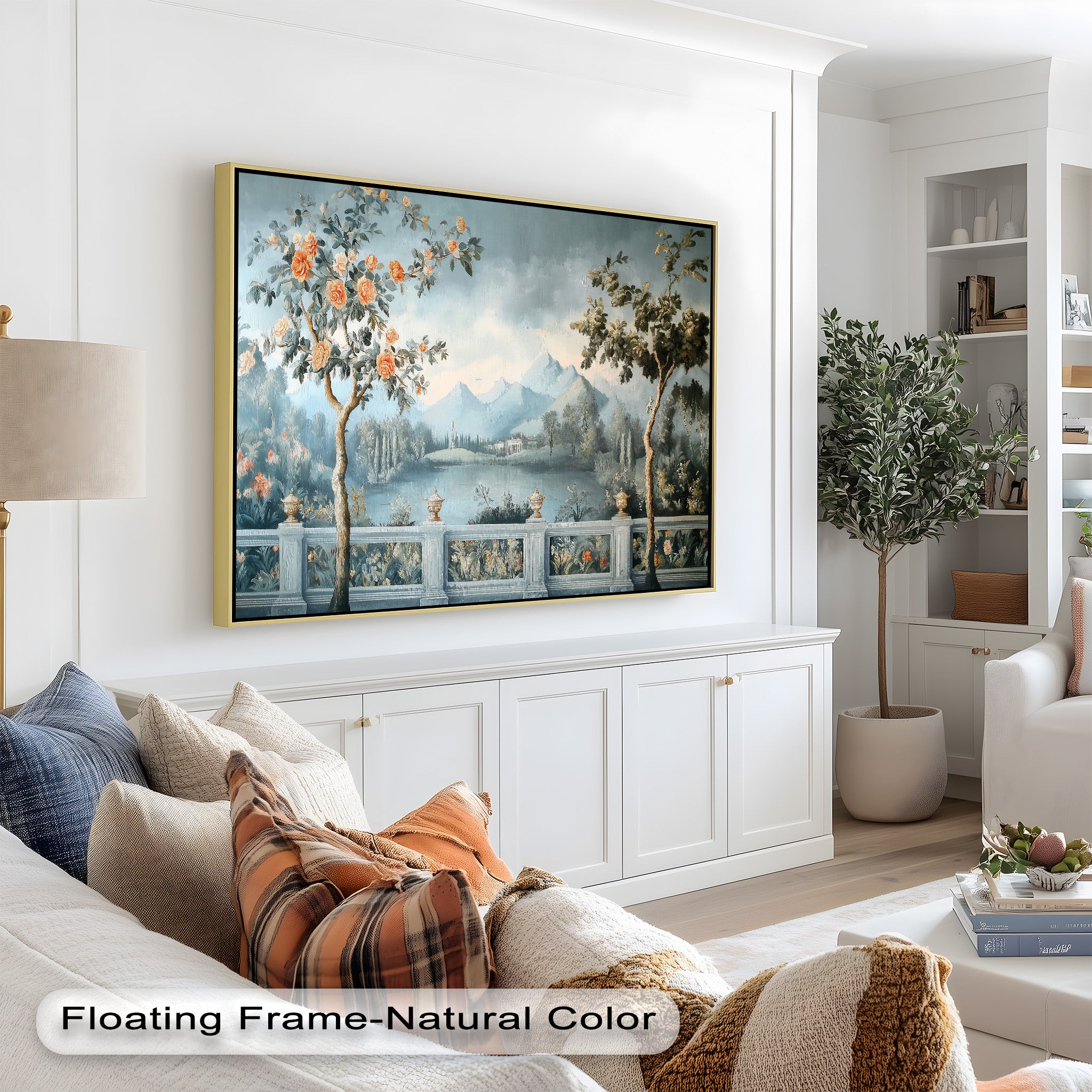 Elegant Aristocratic Garden View Landscape Oil Painting - Handmade Canvas Art for Home Decor, Living Room, Office & Gift