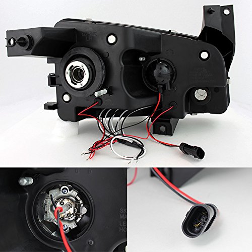 AKKON Smoked Halo Angel Eye LED Projector Headlights & Dark Red Tail Lights for 2009-2010 Dodge Charger - Upgrade Your Ride for Night Driving & Custom Style