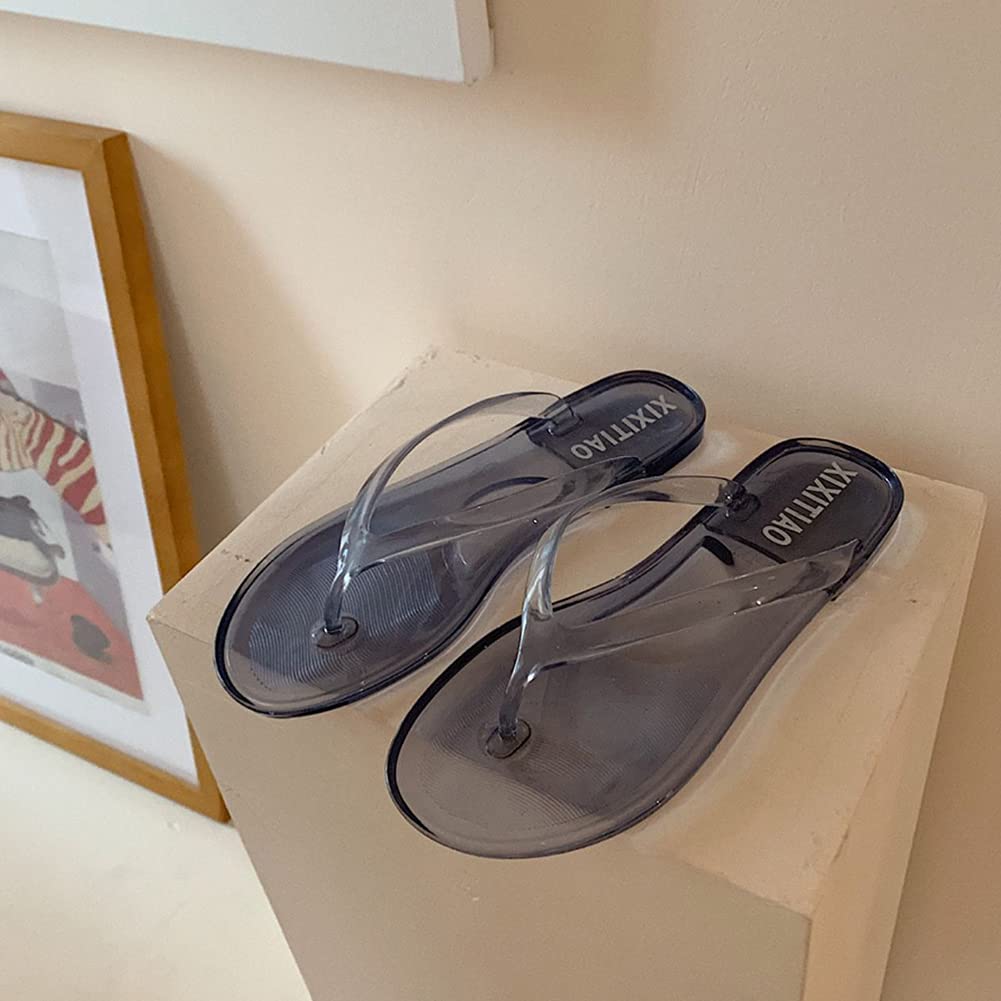 YIBLBOX Women's Transparent Flip Flops - Comfortable Beach Sandals & Pool Slippers for Summer, Outdoor, Vacation, and Relaxing at Home