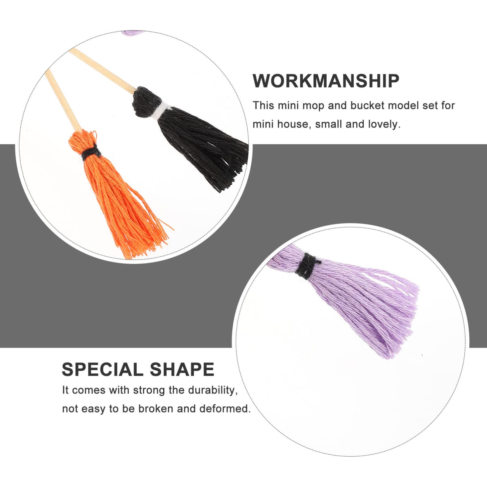 PRETYZOOM 12-Piece Mini Broom Set - Witch Broomstick Props, Kids Toy Mops, Halloween Decor & Costume Accessories for Child Cosplay, Dollhouse Miniatures & Home Decoration