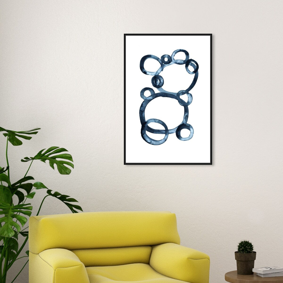 Bear Bubbles Canvas Wall Art - Modern Baby Bear Finger Painting Nursery Decor - White Framed Contemporary Print for Boys Room - Perfect for Kids Bedroom, Playroom & Baby Shower Gift