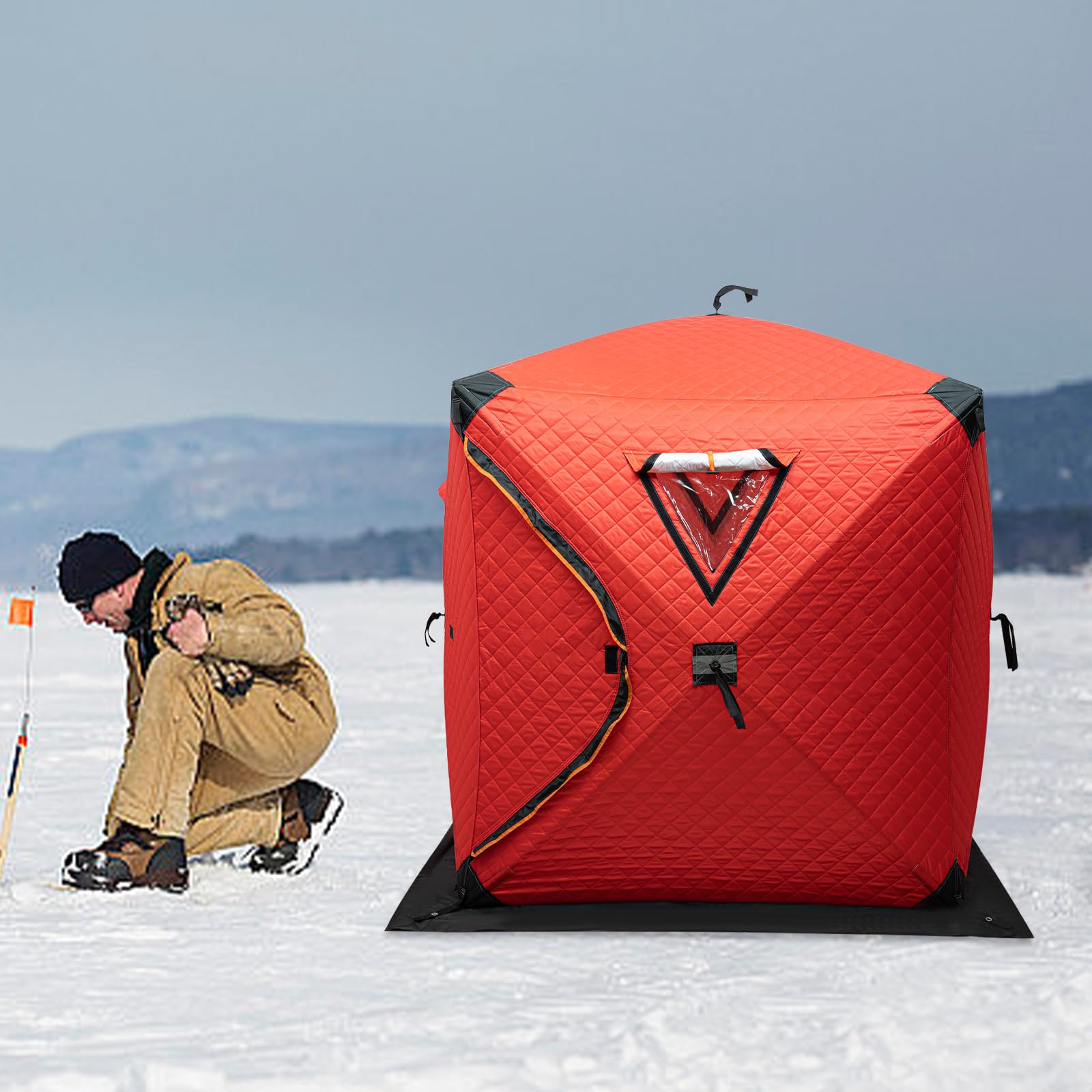 3-Person Portable Ice Fishing Tent - Windproof & Waterproof Insulated Shelter (35 Sq Ft) for Winter Fishing | Cold Weather Protection & Outdoor Adventure