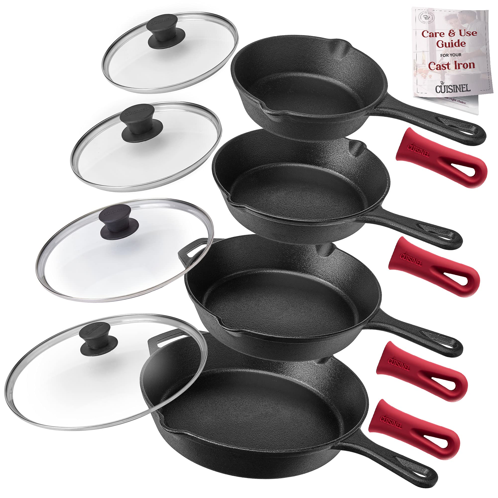 Premium Cast Iron Skillet Set - 6