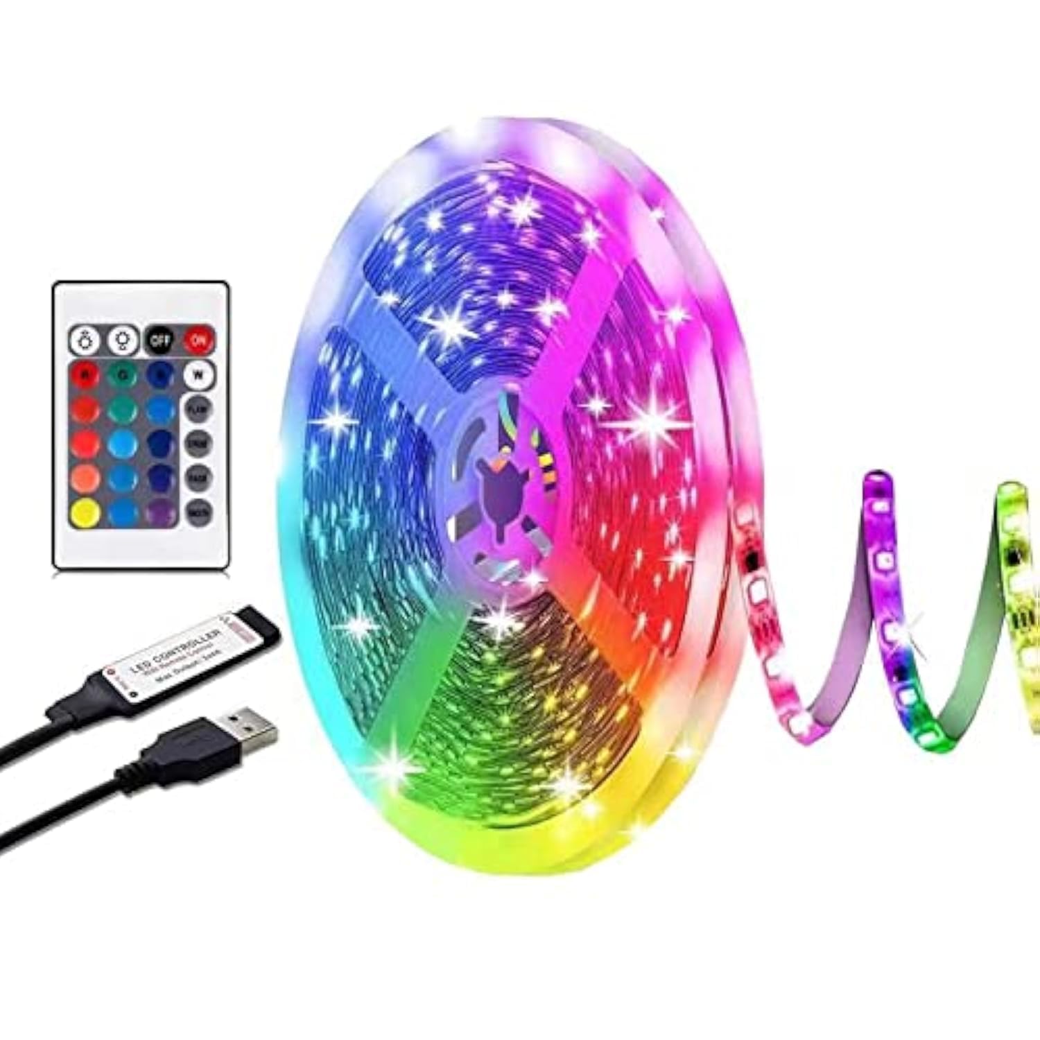 WILLIW USB LED Strip Lights - 2m RGB Color Changing Light Strips for DIY Home Decoration, TV Backlighting, Bedroom & Gaming Setup with 24-Key Remote Control | Perfect for Parties, Room Ambiance & Entertainment Areas