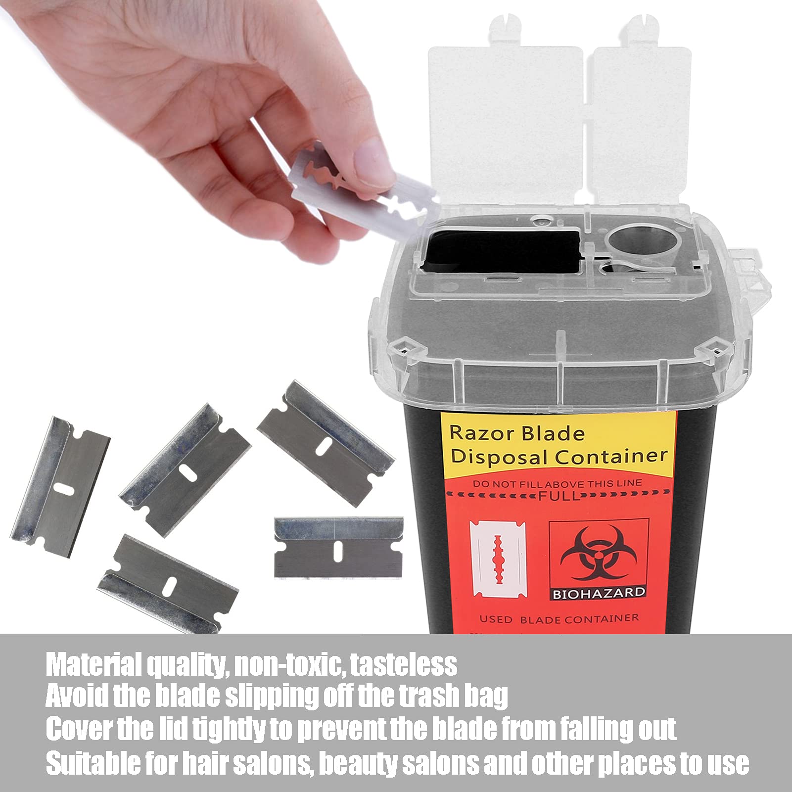 Ubersweet® Disposable Blade and Needle Container - Odorless, Heat Resistant, Non-Toxic for Tattoo, Hair & Beauty Salons (Black) | Safe Sharps Disposal for Professional Studios