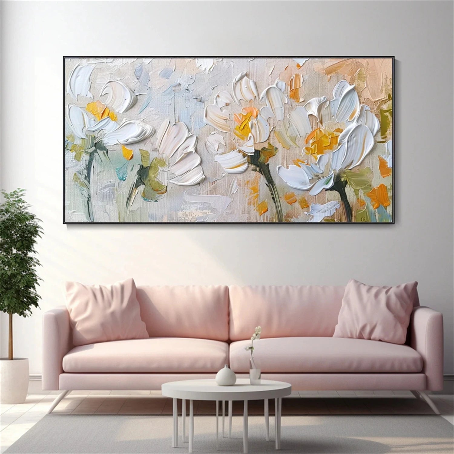 Flower and Tree Painting Canvas Art #FT101 - Handmade Wall Decor for Living Room, Bedroom & Office