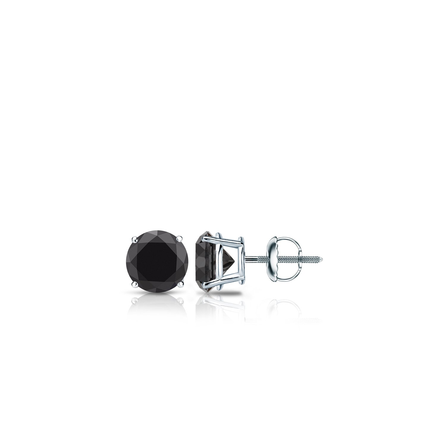 **Black Diamond Stud Earrings for Men - 1/2 to 4 Carat TW Solitaire Screw Back Earrings - 4 Prong Basket Setting in Platinum Gold - Perfect for Gifts, Weddings & Special Occasions**