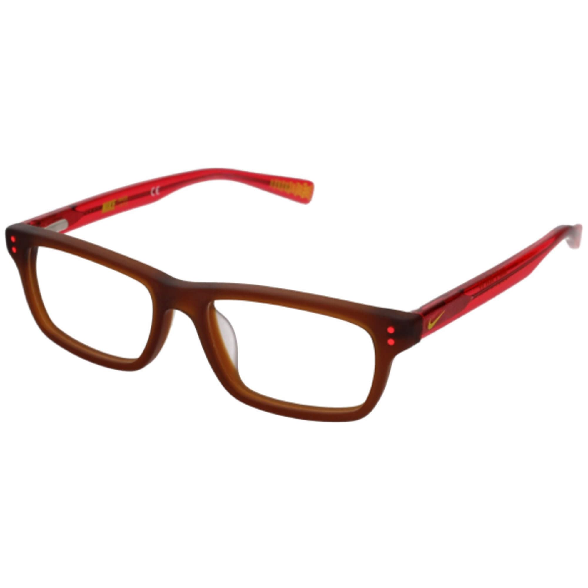 Nike 5535 710 Eyeglasses - Golden Beige/Solar Red Frame for Men & Women | Lightweight & Durable Sports Glasses | Perfect for Running, Cycling & Outdoor Activities