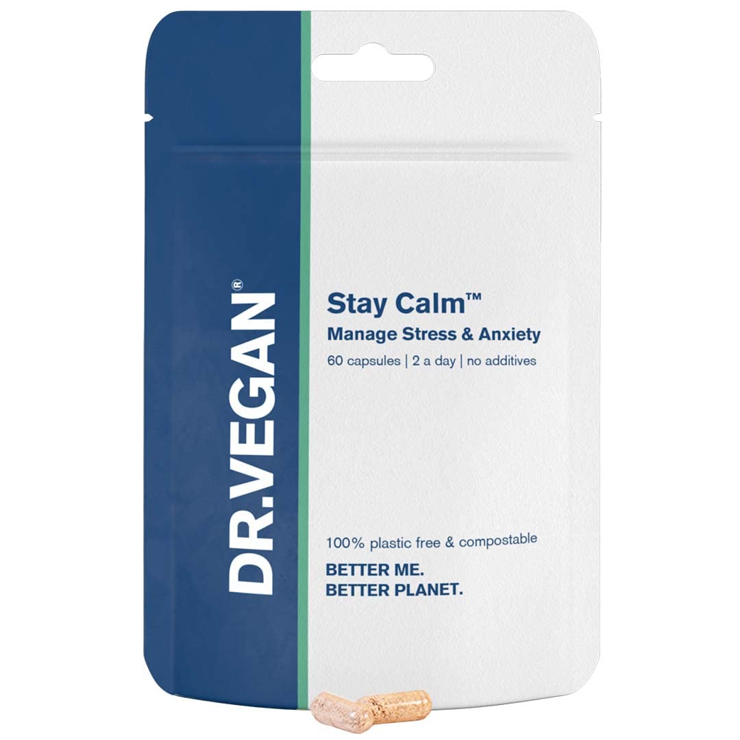 DR.VEGAN Stay Calm Stress Relief Supplement for Men & Women - Ashwagandha KSM 66, Magnesium, L-Theanine, Rhodiola, Schisandra & Cordyceps - 60 Vegan Capsules for Anxiety Relief, Mood Support & Daily Stress Management - Perfect for Work, Study & Busy Lifestyles
