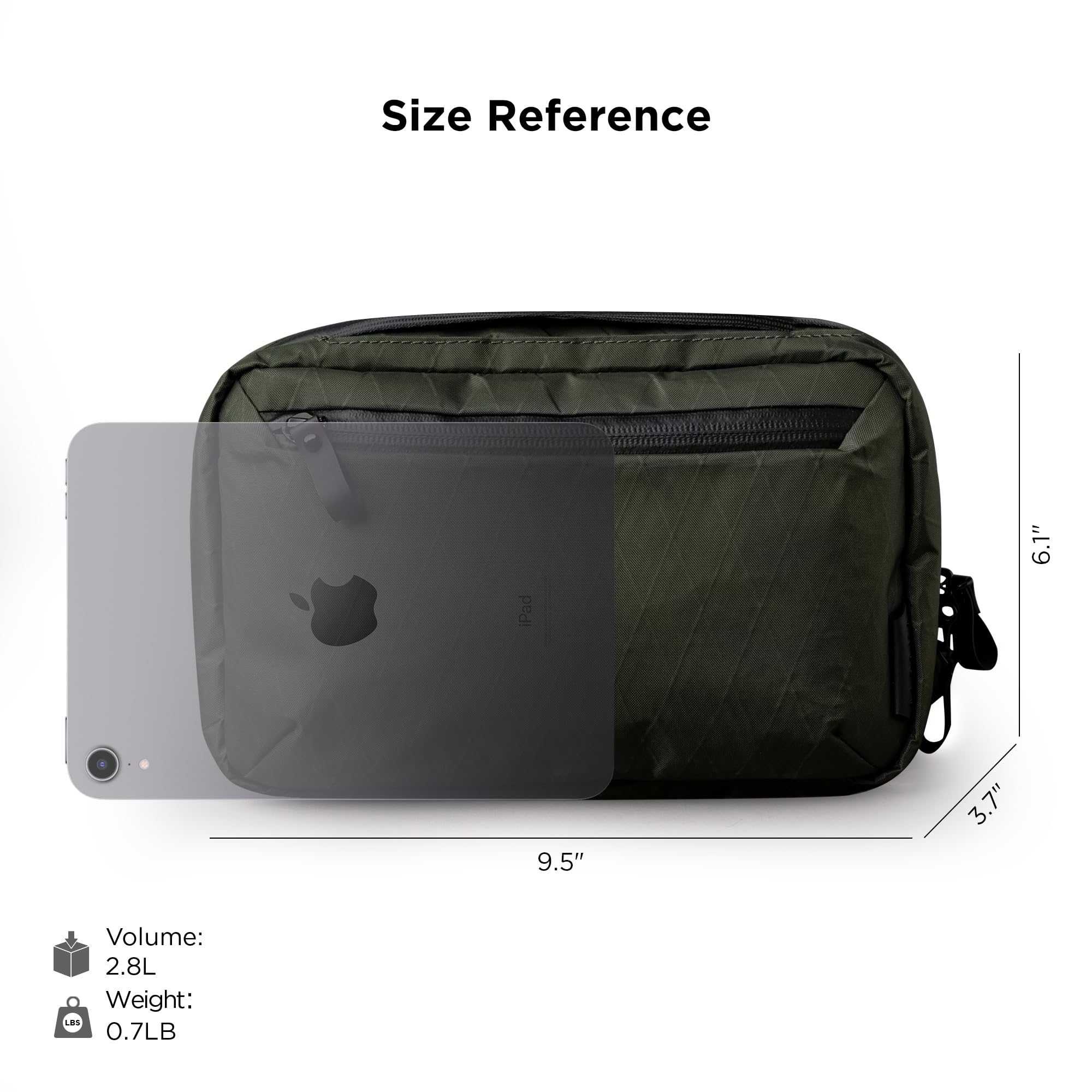 ALPAKA Elements Tech Case Max X-Pac VX21 - Convertible Sling Bag with Adjustable Strap, Waterproof Fabric & Lockable YKK Zippers for iPad Mini 6, Electronics, EDC Gear - Perfect for Travel, Work & Outdoor Adventures (Dark Green)