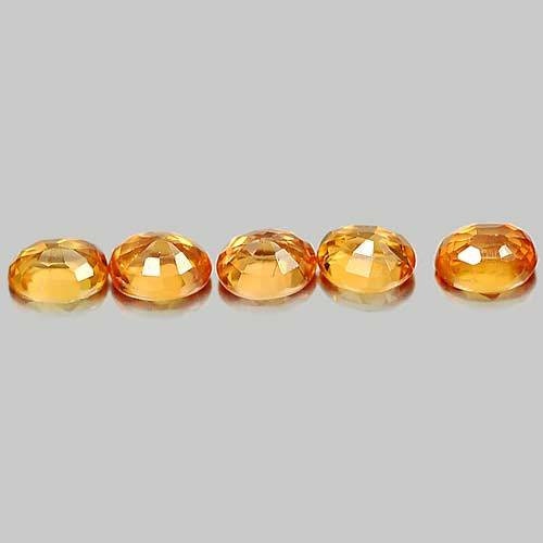 Natural Vivid Medium Orange Songea Sapphire Loose Stones - 1.27tcw, 4x3mm Oval, VS Clarity (5-Piece Set) - September Birthstone for Jewelry Making, Engagement Rings & Fine Collections