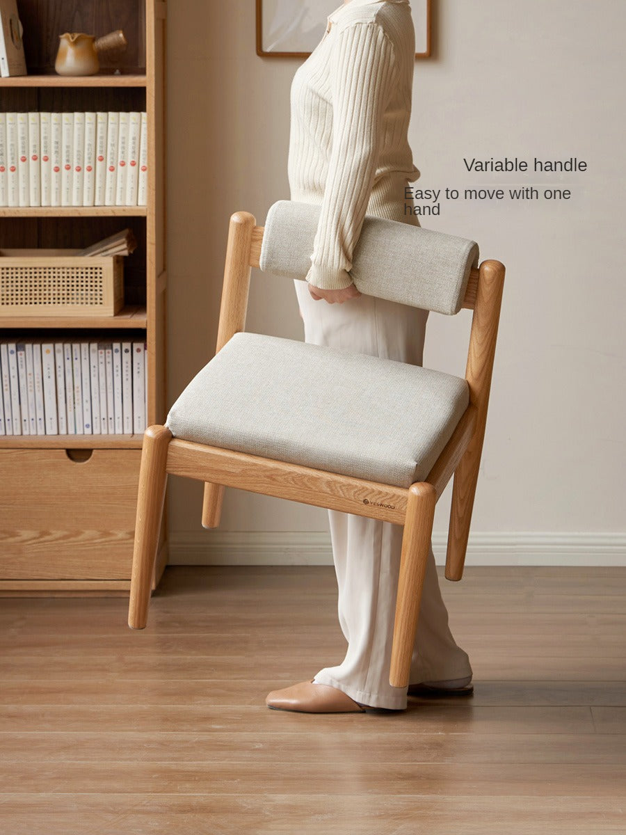 Solid Oak Wood Low Back Small Dining Chair - Modern Kitchen & Breakfast Nook Seating - Perfect for Small Spaces & Compact Dining Areas