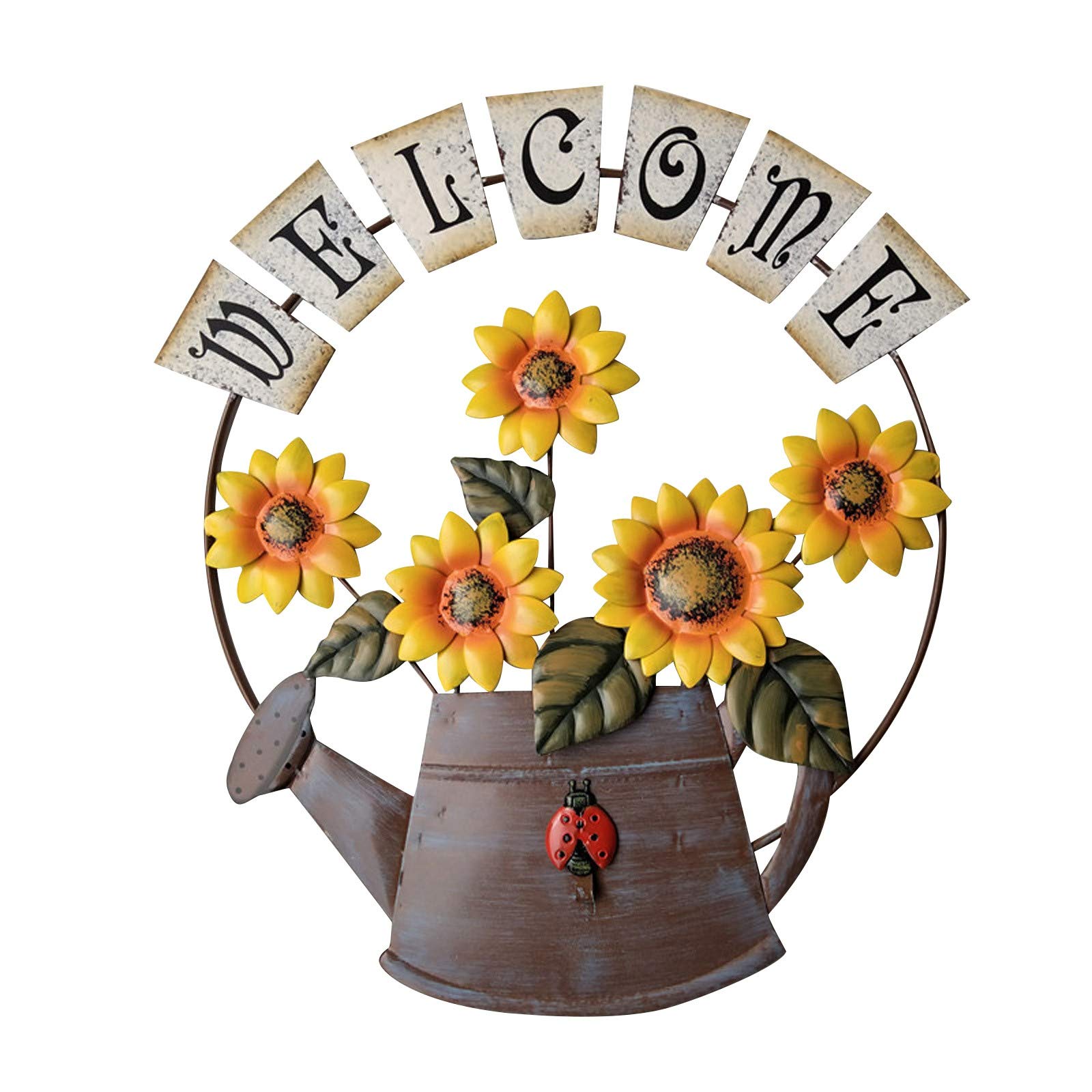 Sunflower Wall Mural - Creative Home Decor with Acrylic Crystal Beads for Living Room, Bedroom & Office - Welcome Sign & American Kettle Design - Perfect for Farmhouse, Boho & Vintage Style Decorations