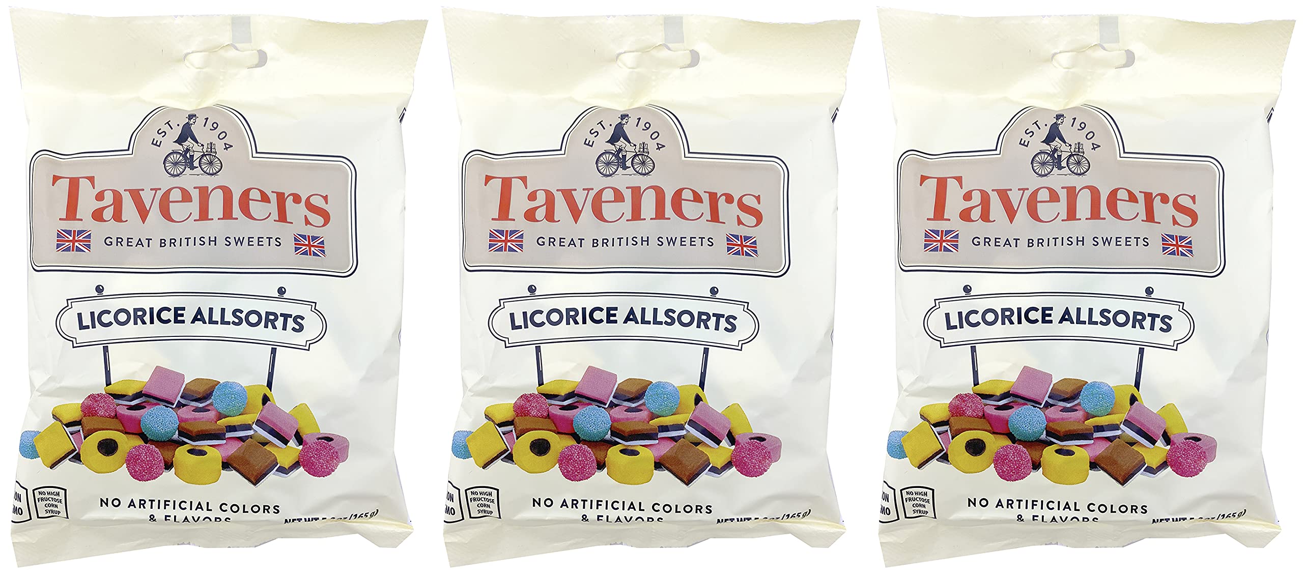 Taveners Licorice Allsorts Pack of 3 – Traditional British Licorice Candy, Non-GMO, 5.8 Ounce – Perfect for Gifts, Parties & Sweet Cravings
