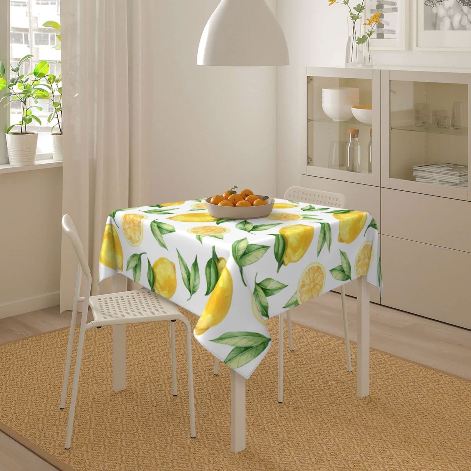 Kawani Summer Lemon Square Tablecloth 54x54 Inch - Rustic Yellow Vinyl Waterproof Table Cover for Farmhouse, Holiday, Party, Wedding & Picnic - Perfect for Outdoor Dining, Kitchen Decor and Seasonal Celebrations