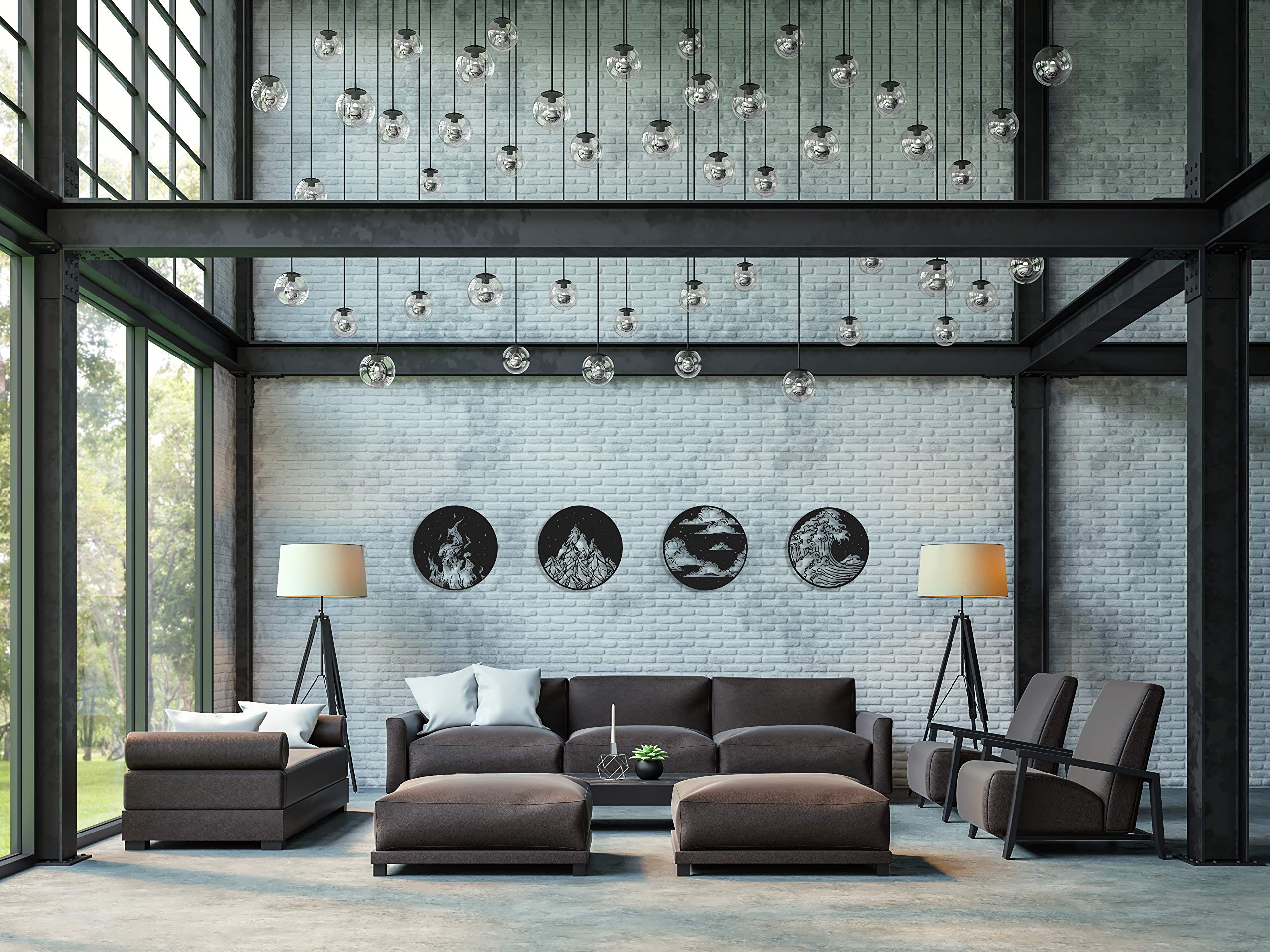 ReinCarvation Metal Wall Art - Four Elements Home & Office Decor - 18 Inch Modern Wall Sculpture for Living Room, Bedroom - Perfect Housewarming Gift for Nature Lovers