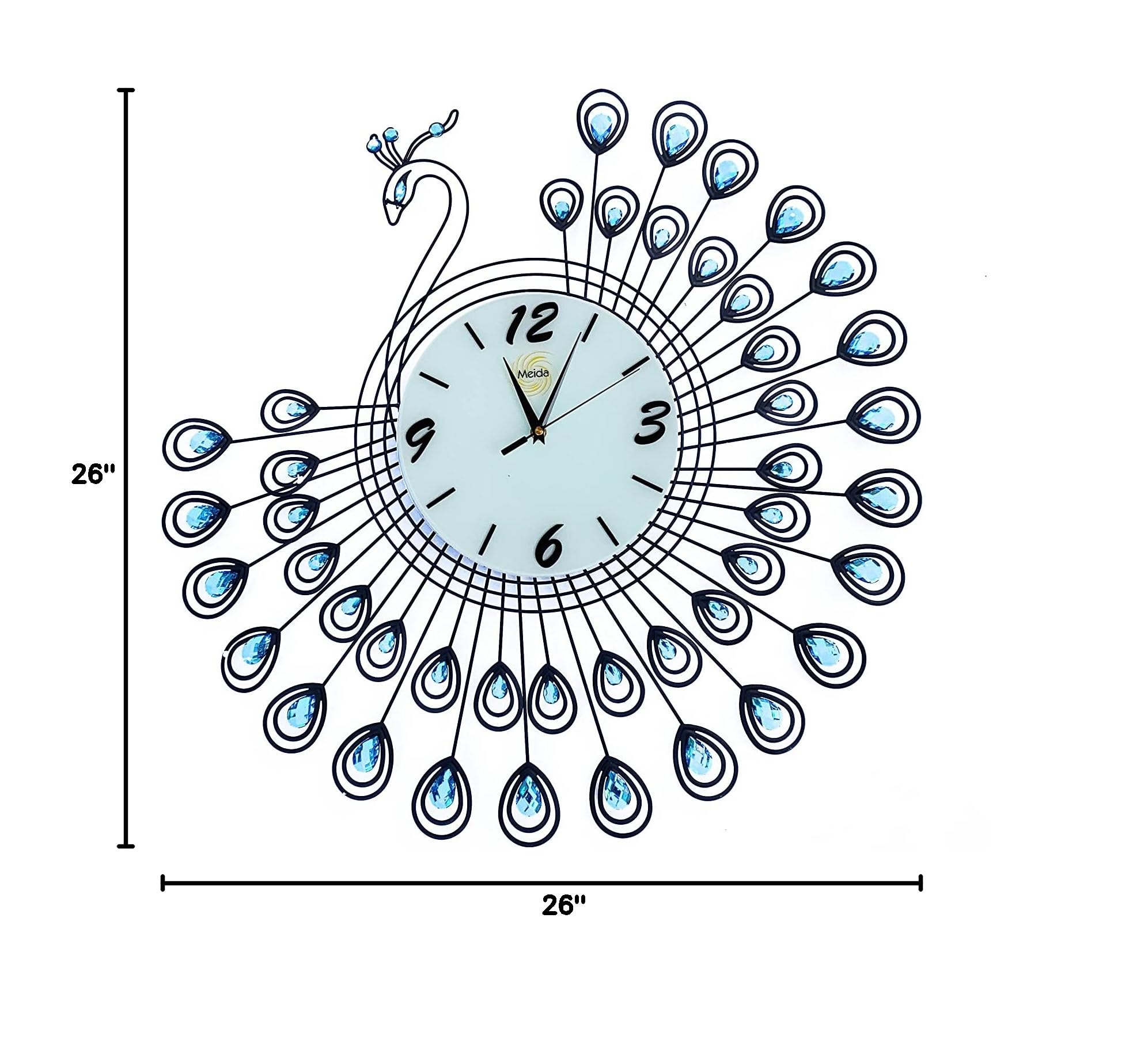 Silent Peacock Wall Clock - Large Digital Display, Battery Operated, Modern Decor for Living Room, Bedroom, Kitchen & Bathroom | Perfect for Home, Office & Gifts