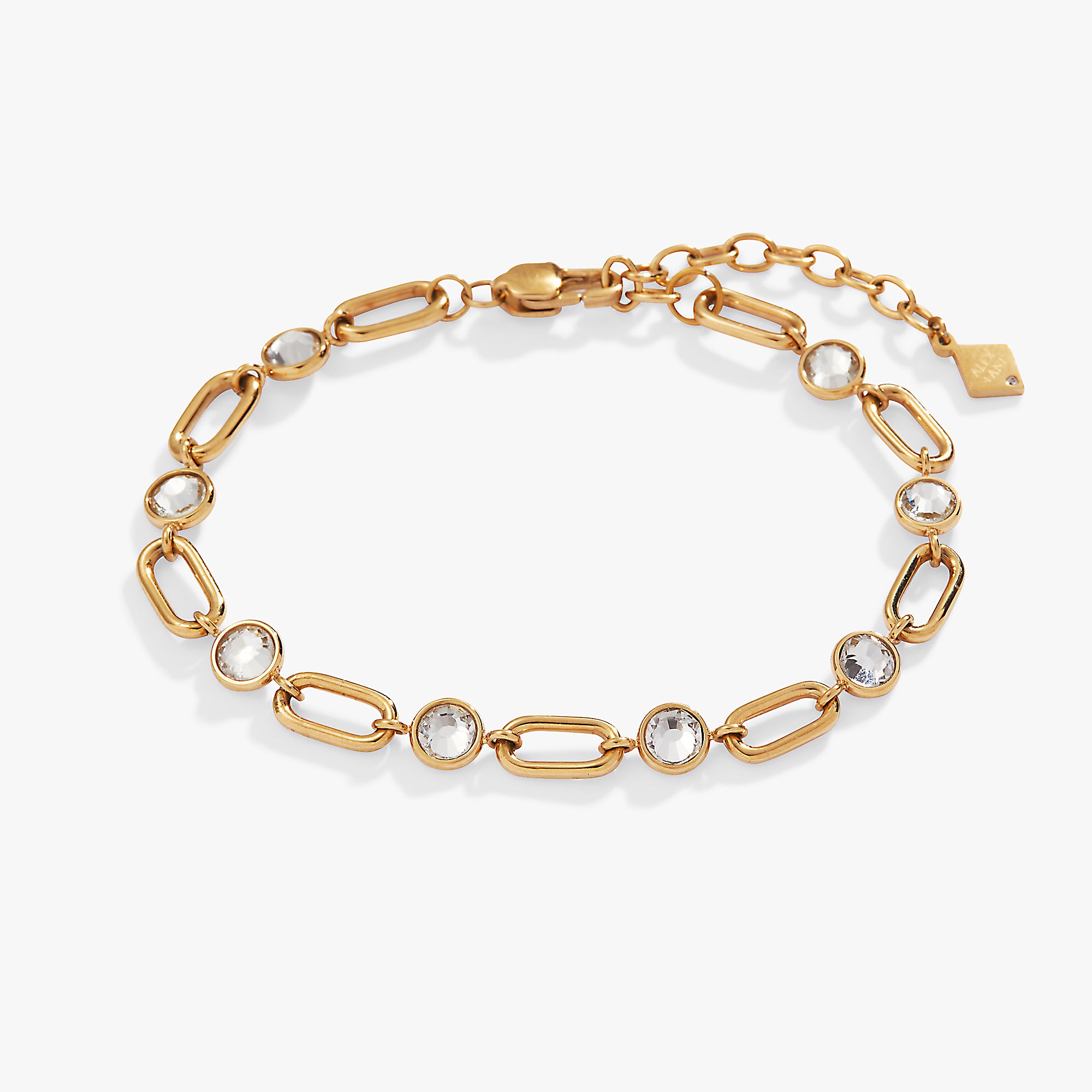 Adjustable Crystal & Paperclip Chain Bracelet for Women - Elegant Fashion Jewelry for Daily Wear, Parties & Gifts