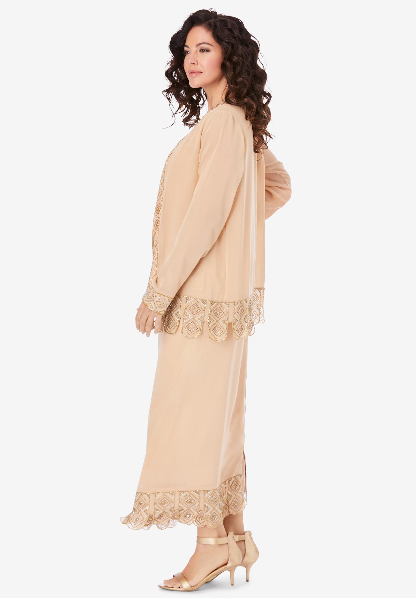 Romantic Beaded Plus Size Skirt Set for Women - Elegant & Comfortable Outfit for Parties, Weddings & Special Occasions