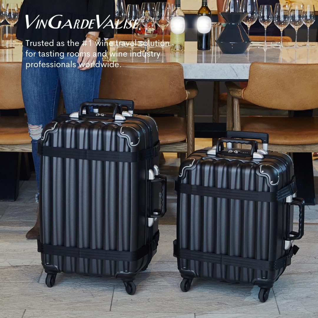 VinGardeValise® The Original 8-Bottle Wine Suitcase - TSA Approved Hard Shell Travel Luggage with Shockproof Foam for Secure Wine Bottle Protection | Perfect for Wine Enthusiasts, Collectors & Air Travel | Durable Black Design for Safe Wine Transport