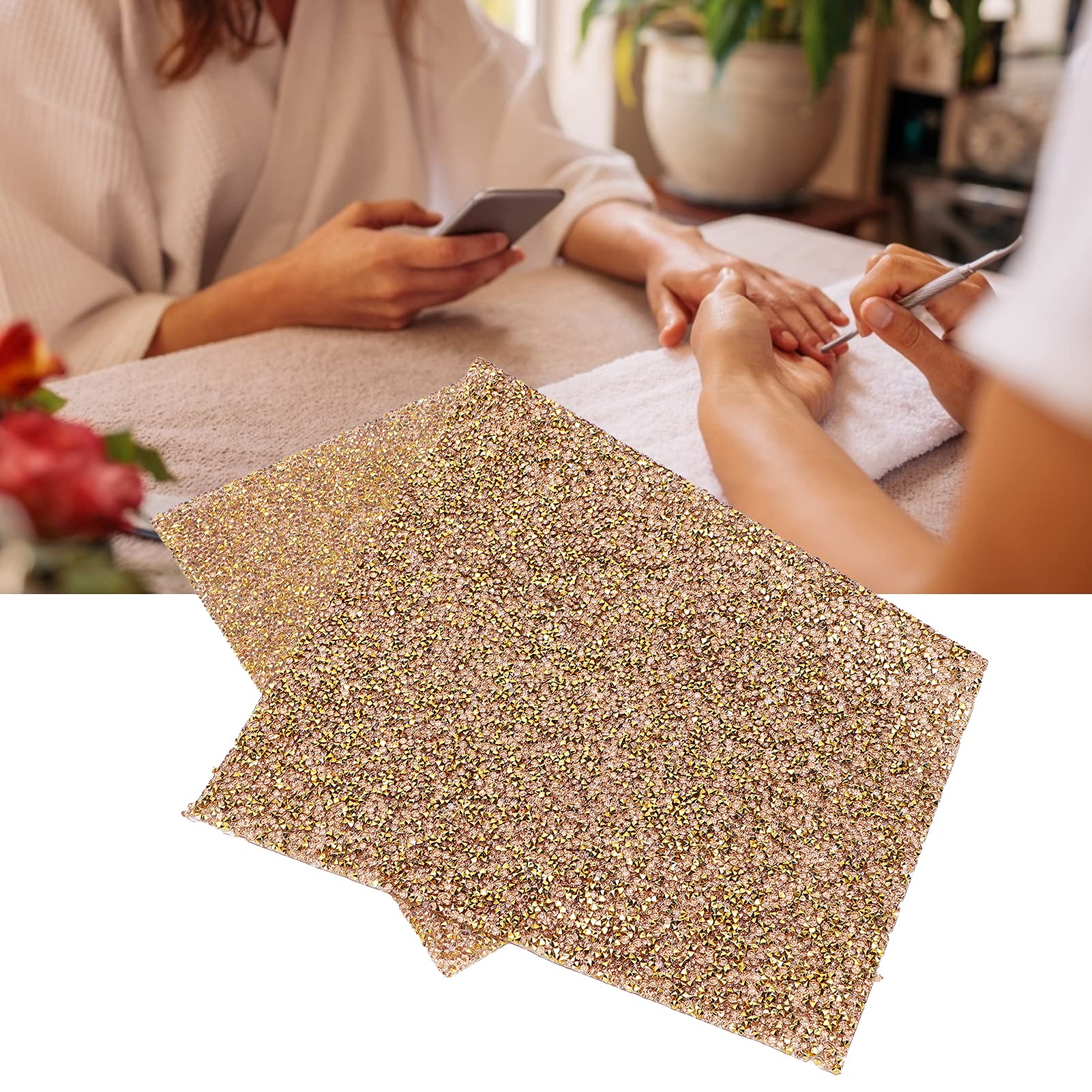 Durable Lightweight Nail Art Hand Rest Mat - Professional Salon & Home Nail Arm Rest Desk Pad for Women & Girls (Gold Diamond Design) - Perfect for Gel Polish, Acrylic Nails & Manicures