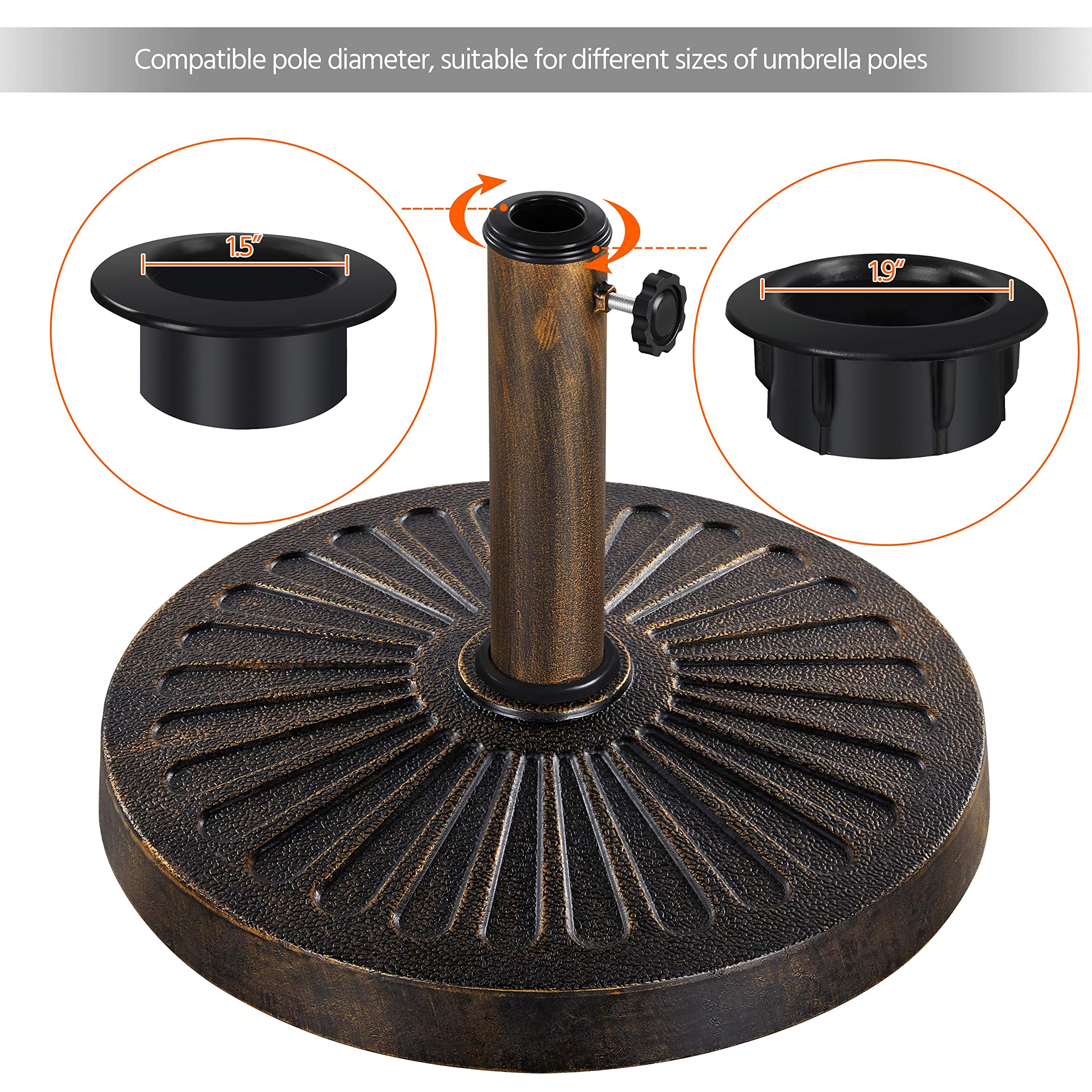 Yaheetech 7.5FT Heavy Duty Outdoor Patio Umbrella with 30lb Weighted Base - Push Button Tilt & Crank Lift, Sturdy Steel Ribs, Market Umbrella for Garden, Poolside, Restaurant, Backyard (Tan)