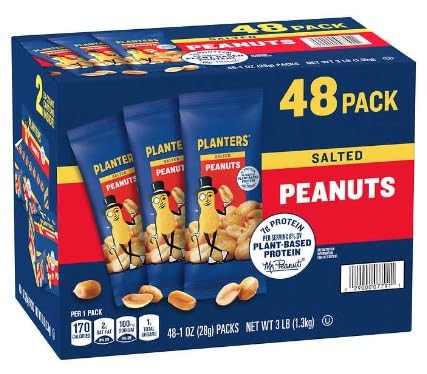 Premium Salted Peanuts in 1 oz. Bags (48 Pack) - All Natural Sea Salted Peanuts with Simple Ingredients - Healthy On-the-Go Snacks for Office, Travel, Hiking & Parties - Crunchy Protein-Packed Snack