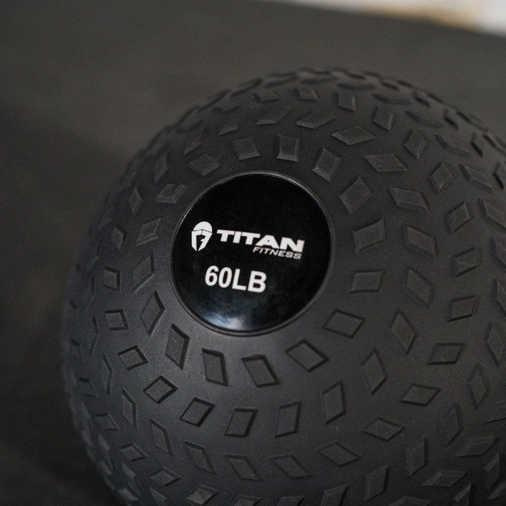 Titan Fitness Rubber Tread Slam Ball - Dead Bounce Weighted Workout Equipment for Throwing, Catching, Slamming & Twisting - Perfect for CrossFit, HIIT, Strength Training & Home Gym Workouts