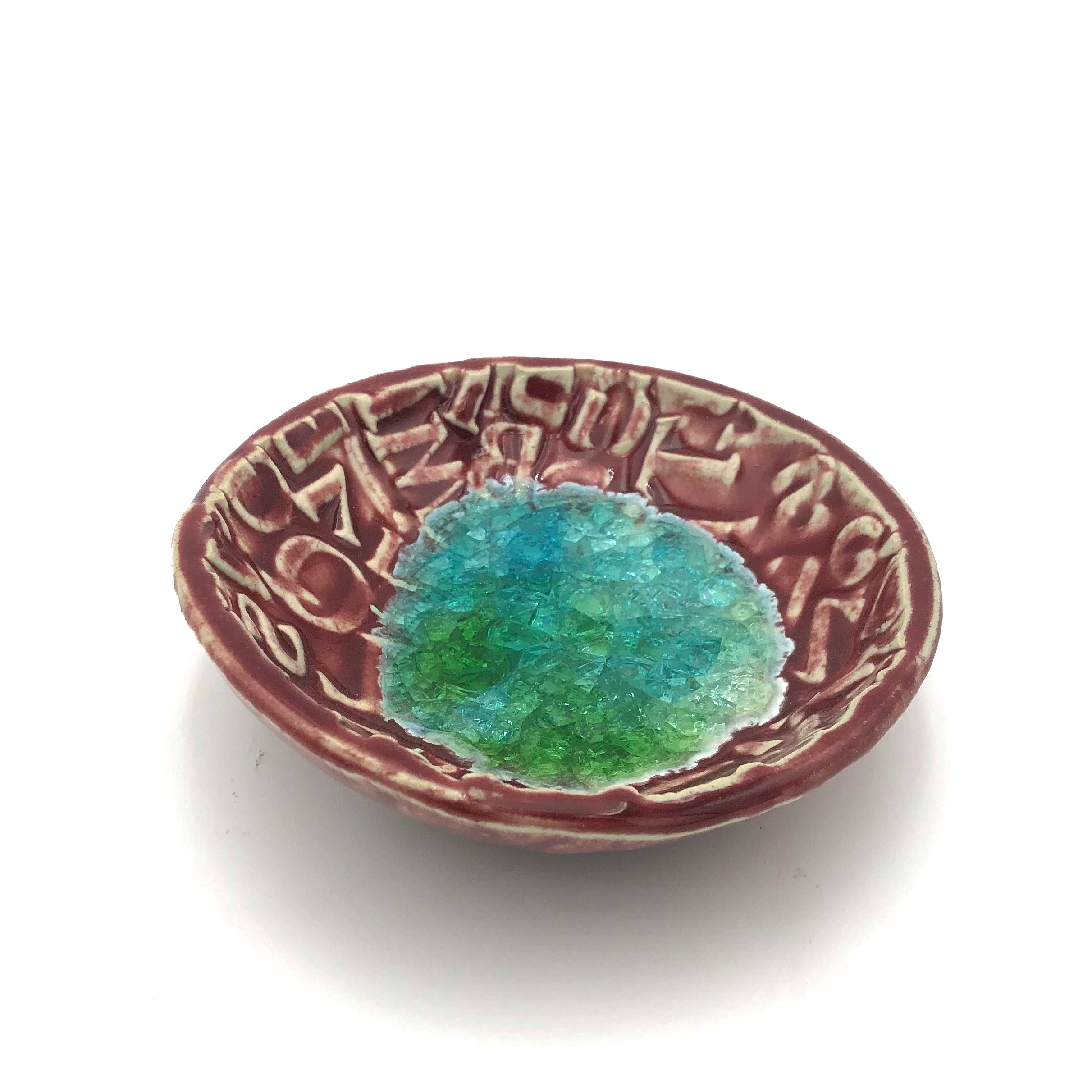 Cathy Broski Ceramic Jewelry Bowl with Glass Bottom - Elegant Storage for Rings, Earrings & Necklaces - Perfect for Dresser, Vanity & Bathroom Organization (Assorted Designs)