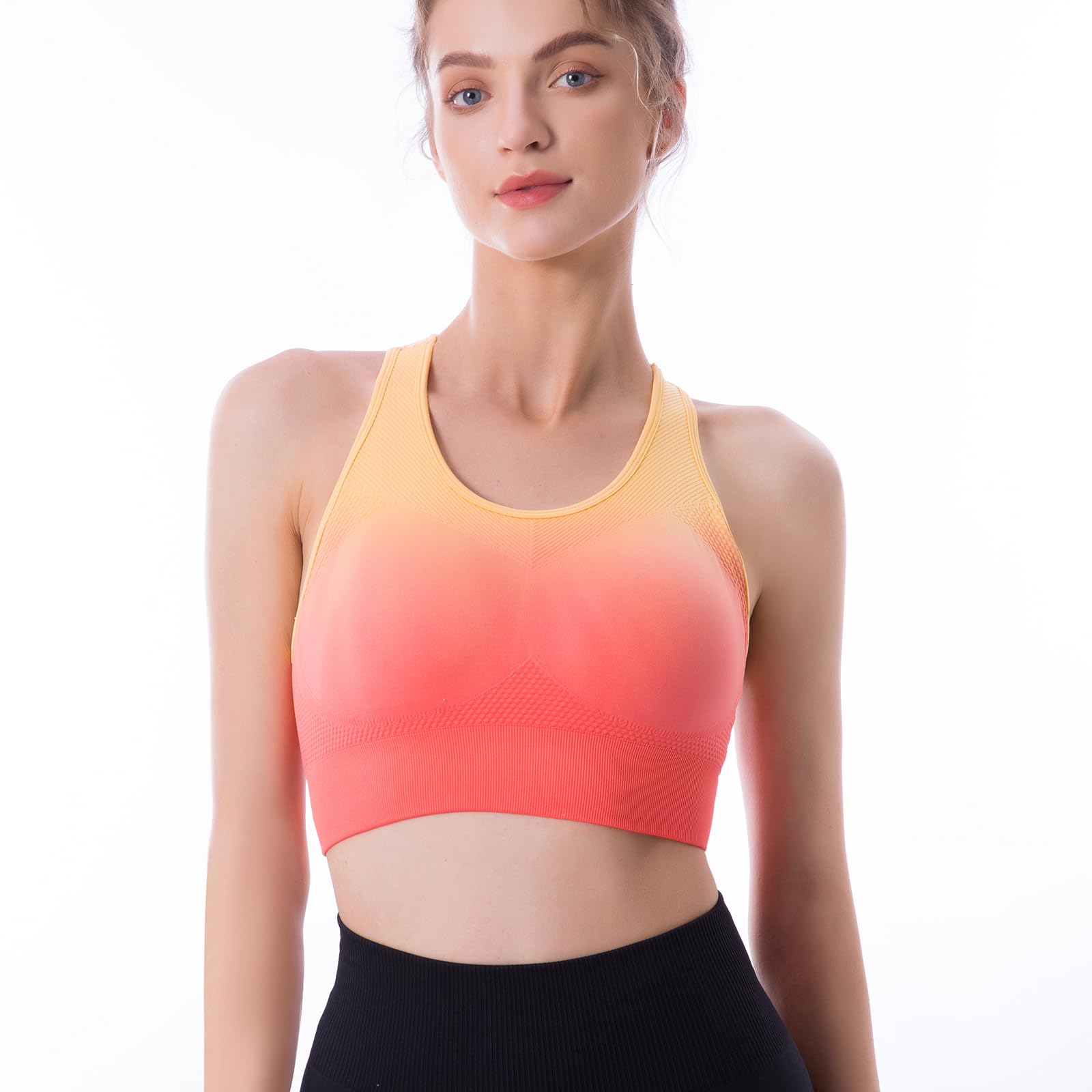 High Support Seamless Padded Sports Bras for Women - Racerback Yoga Gym Running Workout Bras - Perfect for Yoga, Gym, Running & High-Intensity Workouts