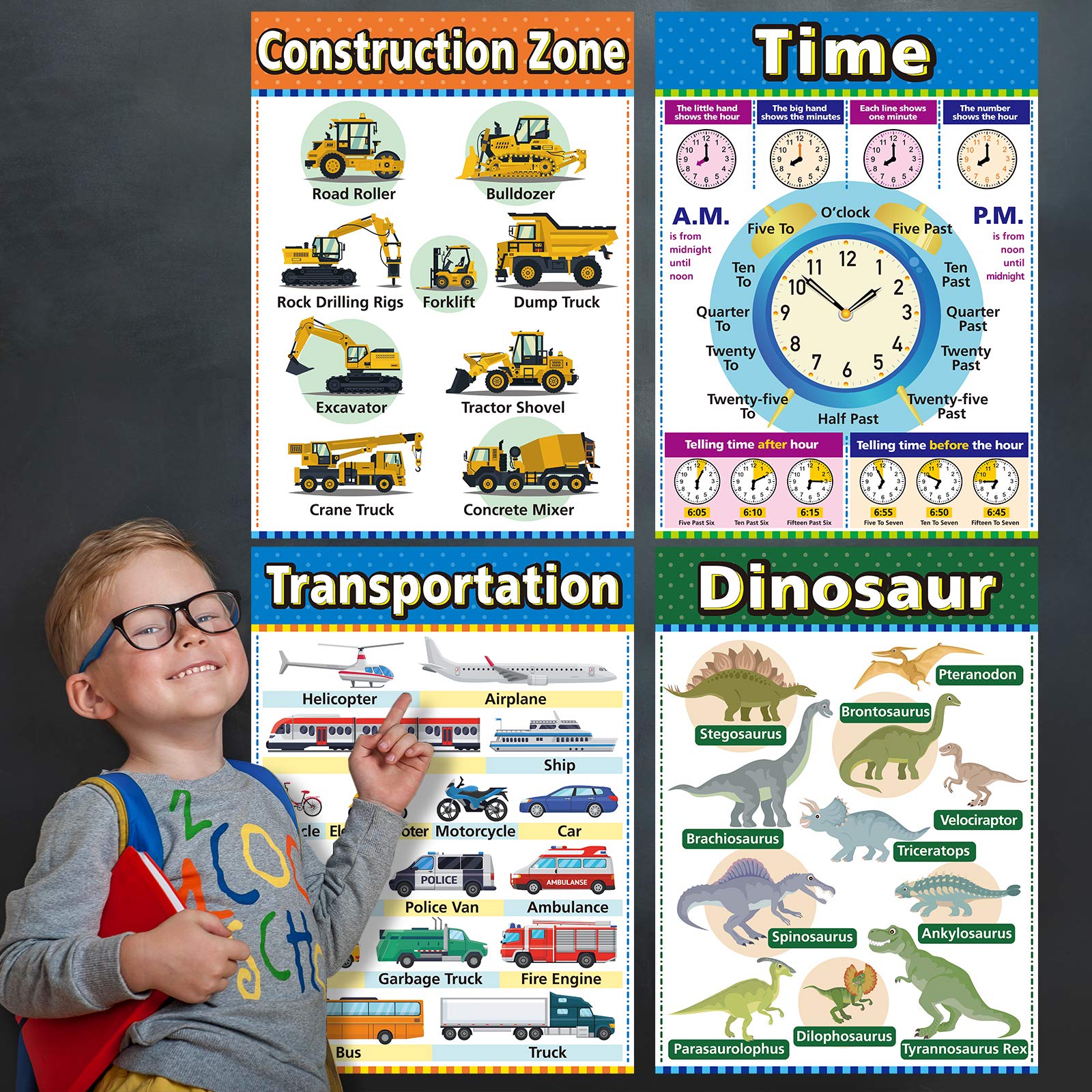 Educational Posters for Preschool & Kindergarten - 12-Piece Set of Large Durable Learning Posters for Toddlers, Elementary Students & Homeschooling - Perfect for Classroom Decor, Homeschool Walls & Kids' Study Areas
