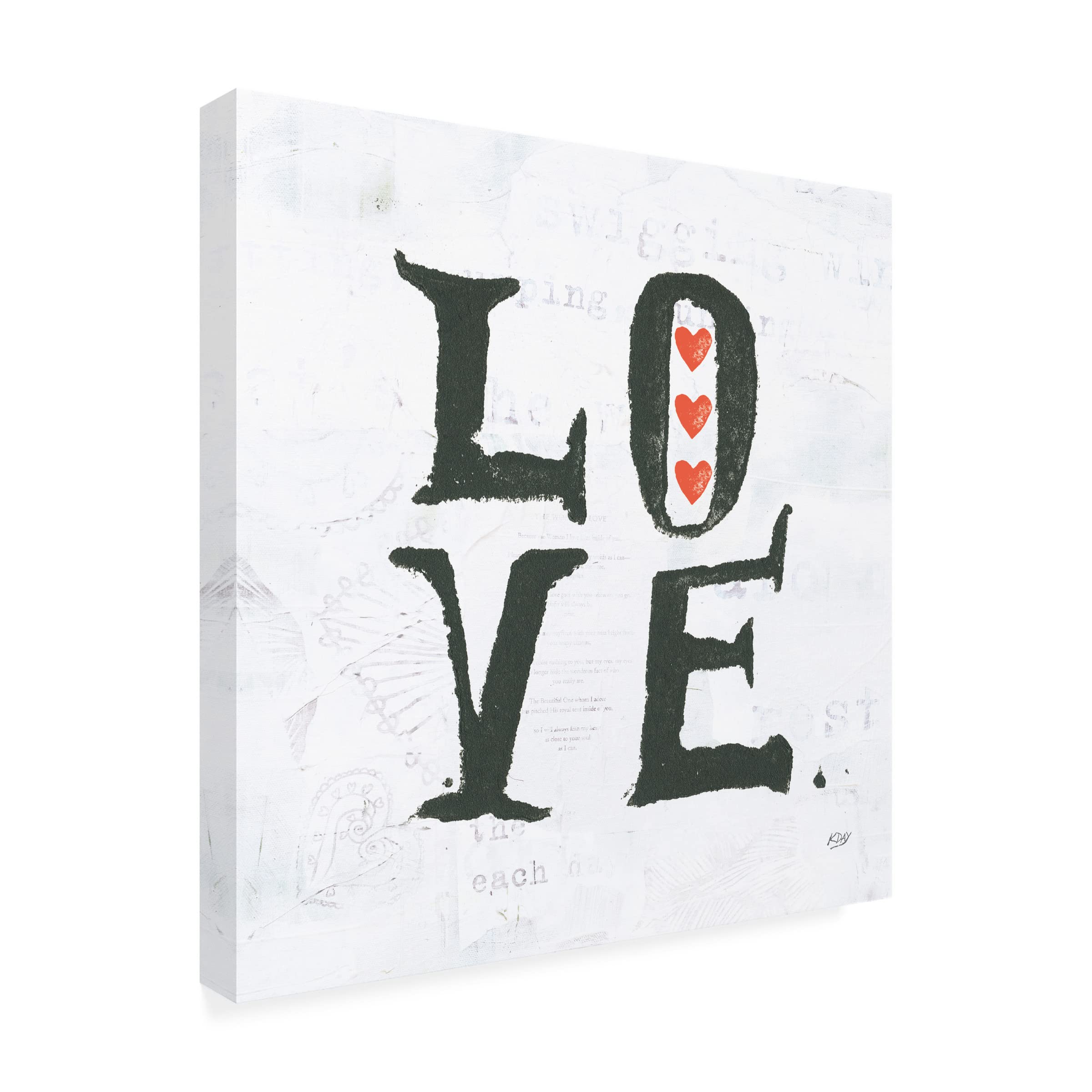 Trademark Fine Art 'Love' Canvas Wall Art by Kellie Day - Romantic Home Decor for Living Room & Bedroom