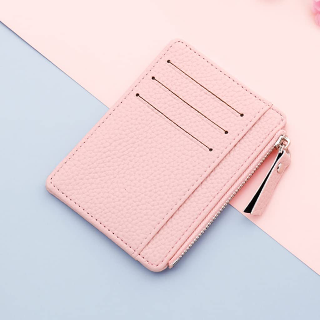 5PC Ultra-Thin PU Leather Multi-Card Wallet with Zipper - Slim Credit Card Holder Organizer for Women & Students - Perfect for Everyday Use, Travel, and Gift Giving (Color: E)