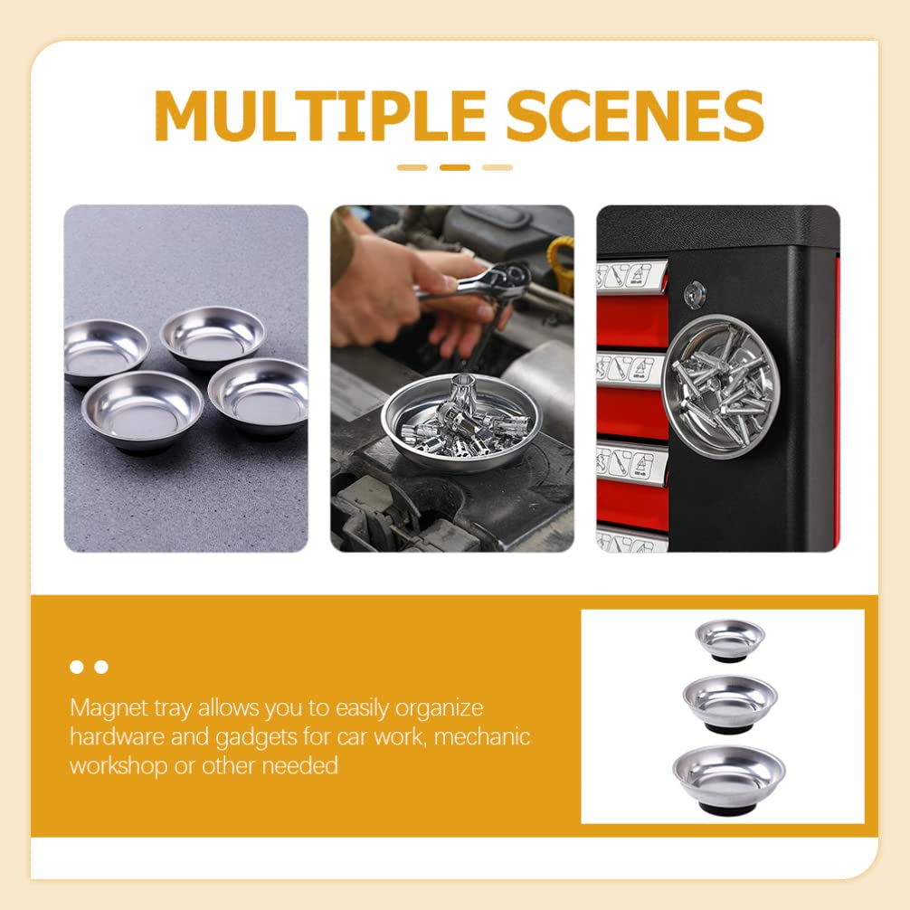 3-Piece Magnetic Tool Tray Set - Heavy Duty Magnetic Screw Holder & Parts Bowl for Mechanics - Perfect for Auto Repair, DIY Projects & Workshop Organization