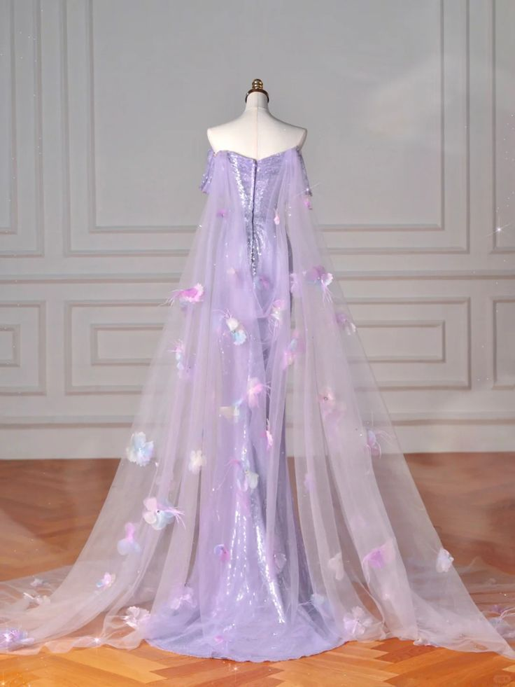 Sparkling Lilac Sequin Mermaid Evening Gown with High Slit & Off-Shoulder Beaded Neckline - Elegant Prom Dress J6727 | Perfect for Homecoming, Pageants & Formal Events