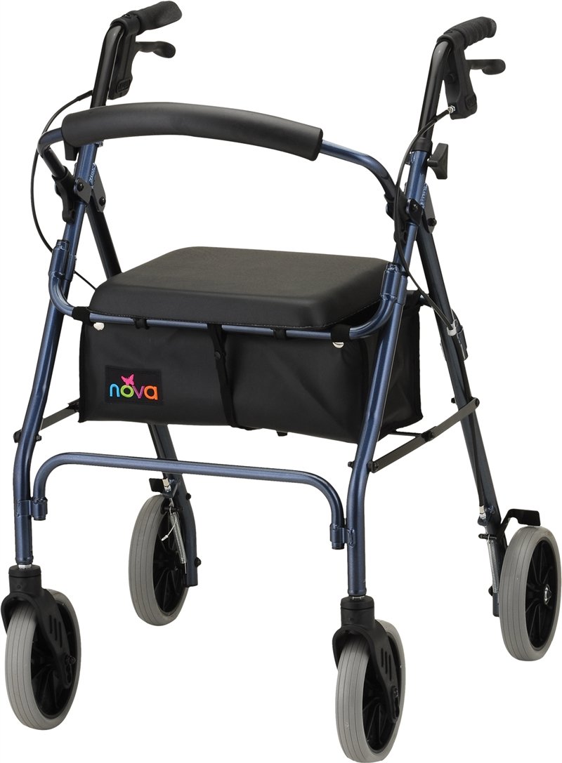Zoom Rolling Walker with Seat - Lightweight Mobility Aid in Red | Ideal for Seniors & Indoor/Outdoor Use