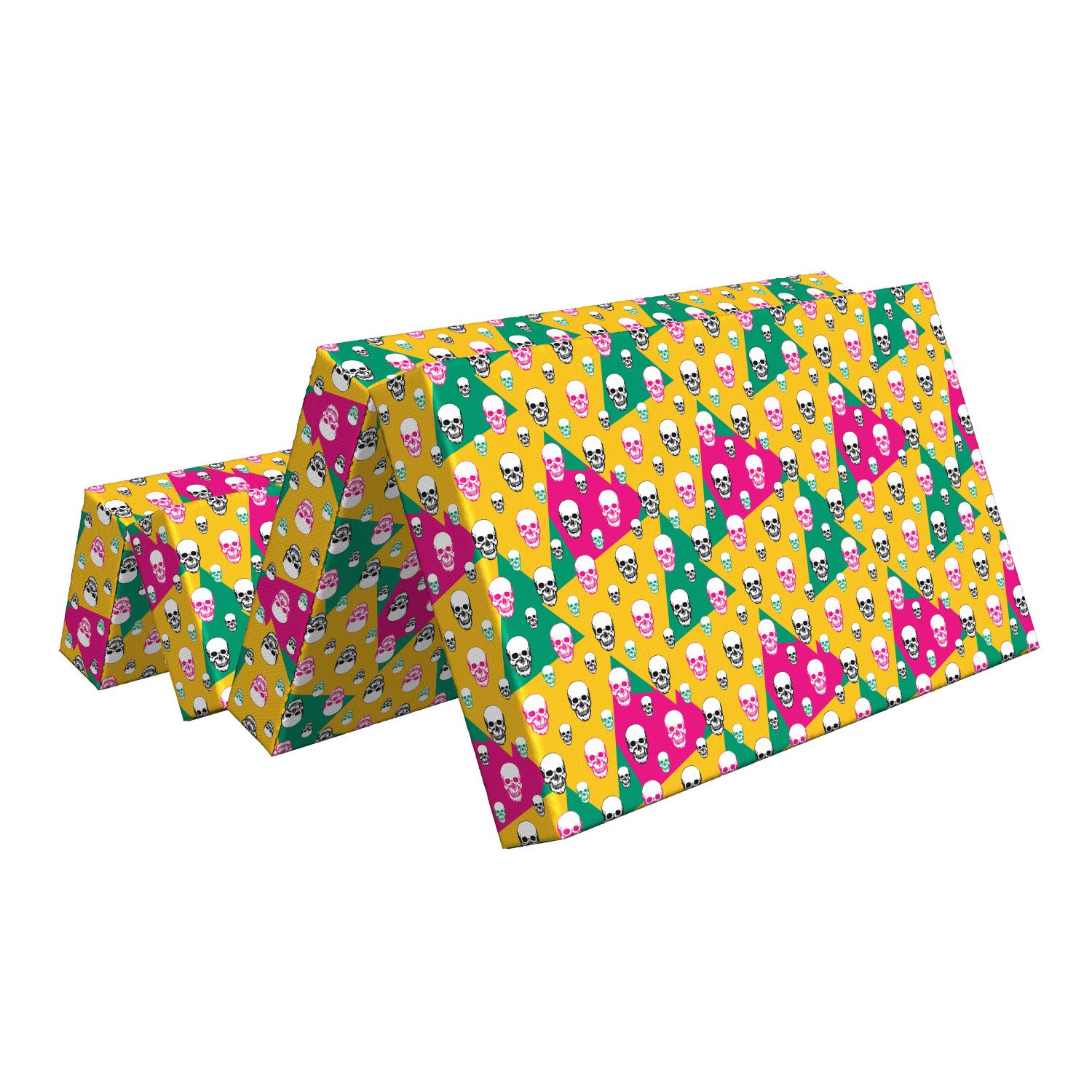Ambesonne Geometric Foldable Mattress - Triangle Head Bones Design, 78.7